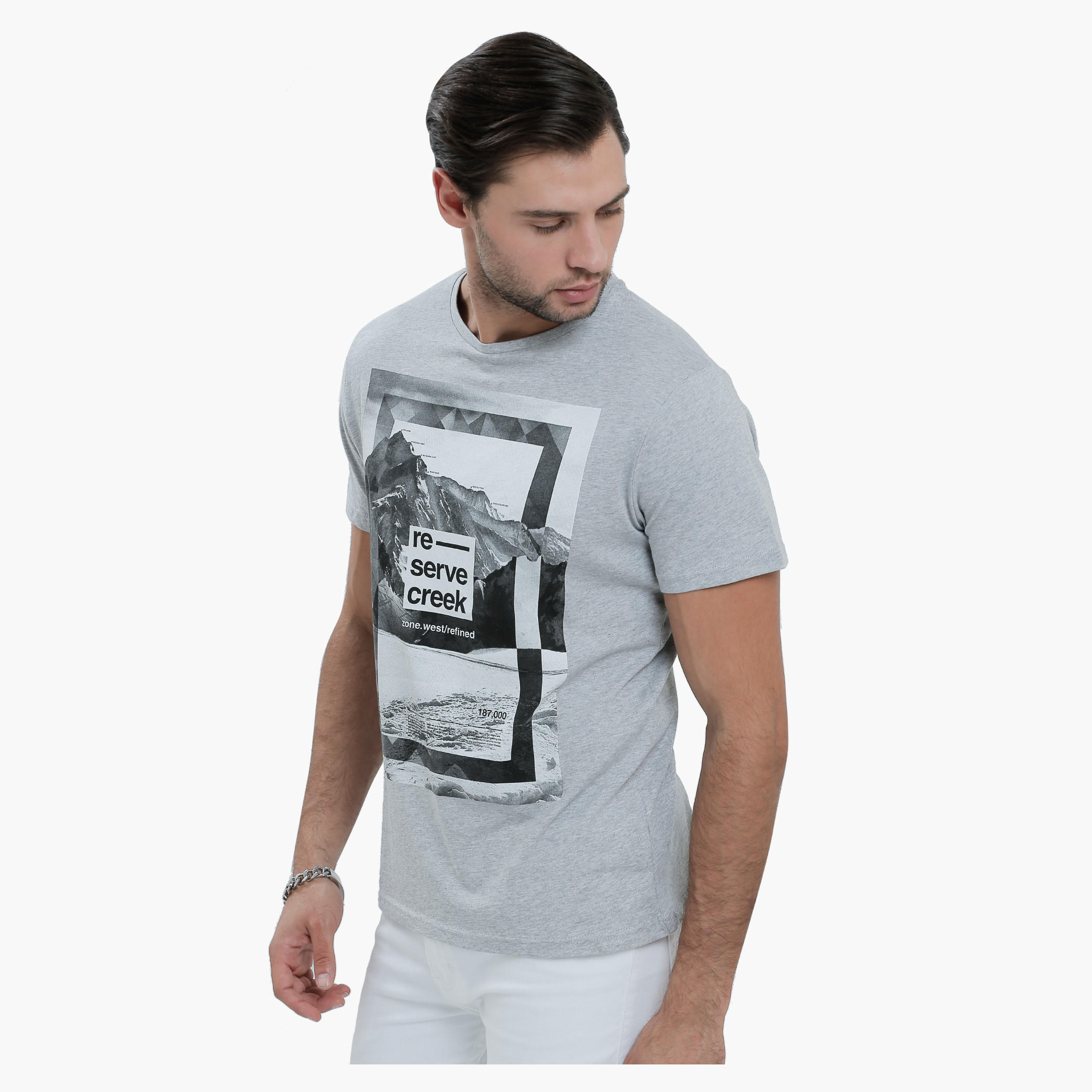 Graphic Print T-Shirt with Round Neck and Short Sleeves in Slim Fit-men-clothing-tshirtsandpolos-tshirts-image-3