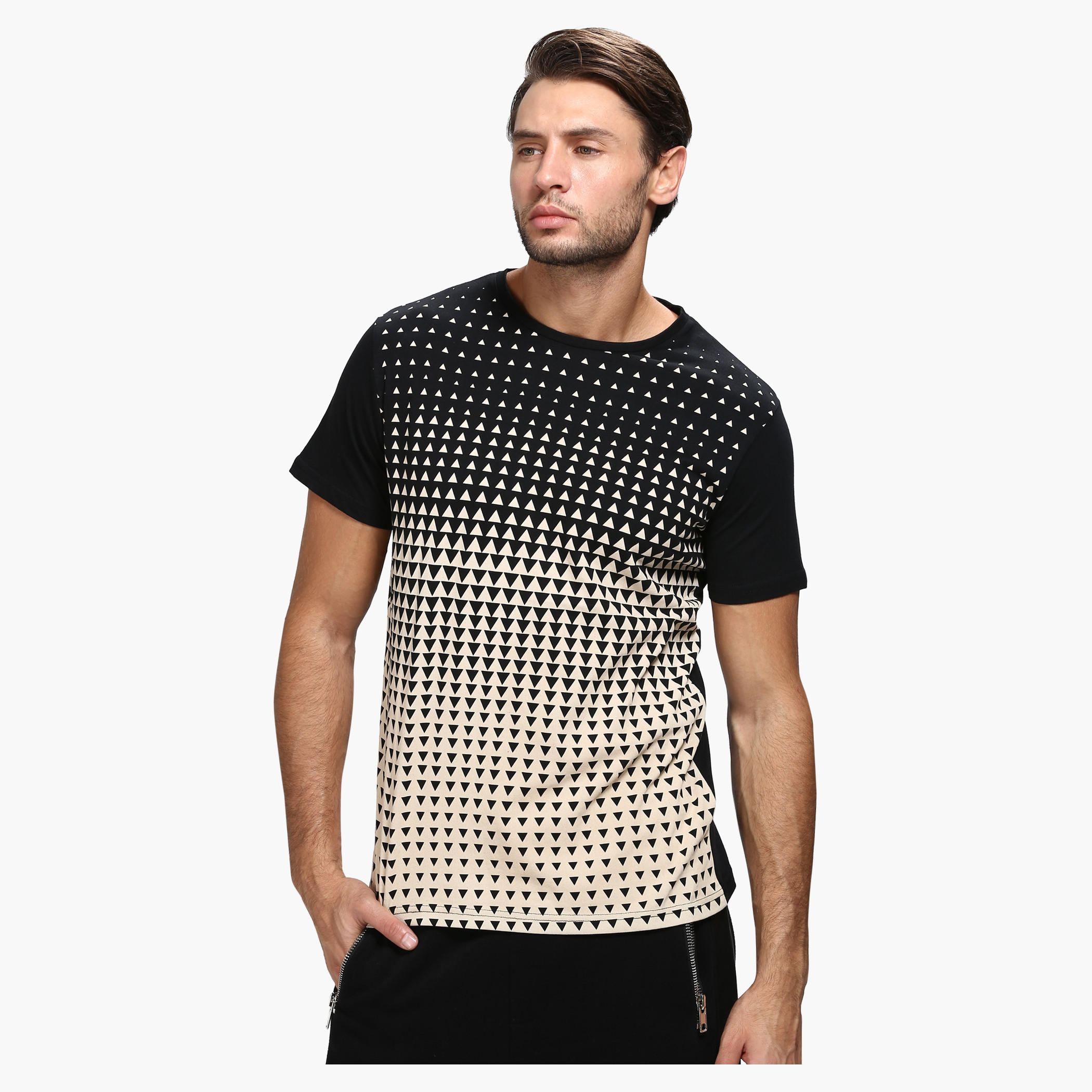 Printed Crew Neck T-Shirt with Short Sleeves in Slim Fit-men-clothing-tshirtsandpolos-tshirts-image-1