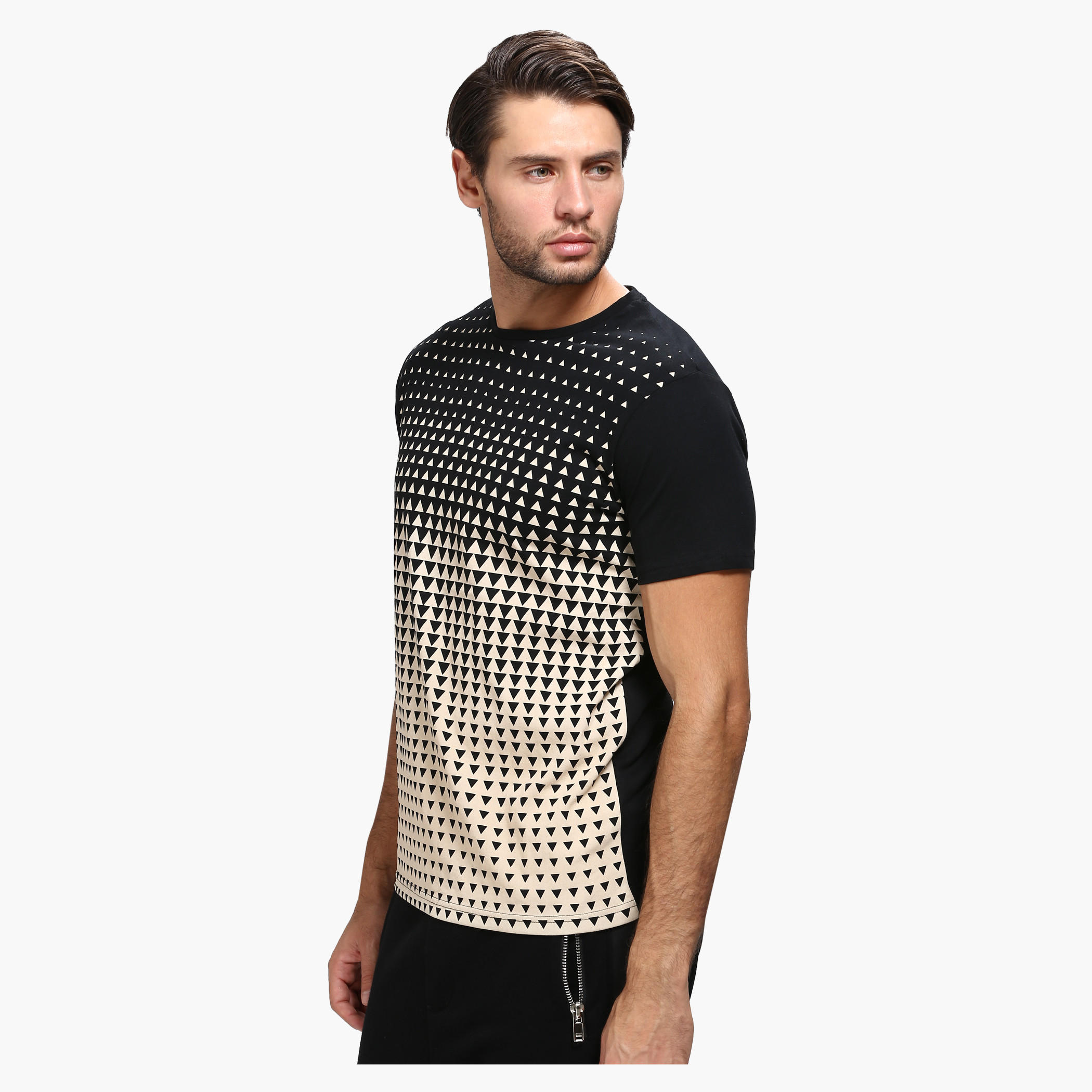 Printed Crew Neck T-Shirt with Short Sleeves in Slim Fit-men-clothing-tshirtsandpolos-tshirts-image-3