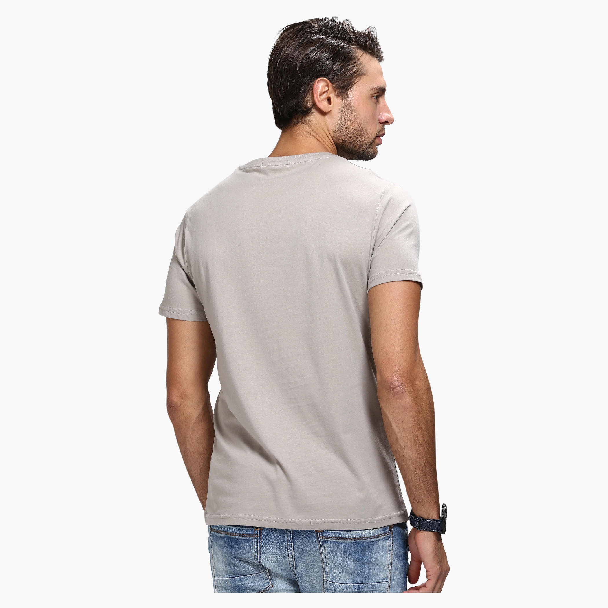 Printed Crew Neck T-Shirt with Short Sleeves in Slim Fit-men-clothing-tshirtsandpolos-tshirts-image-2