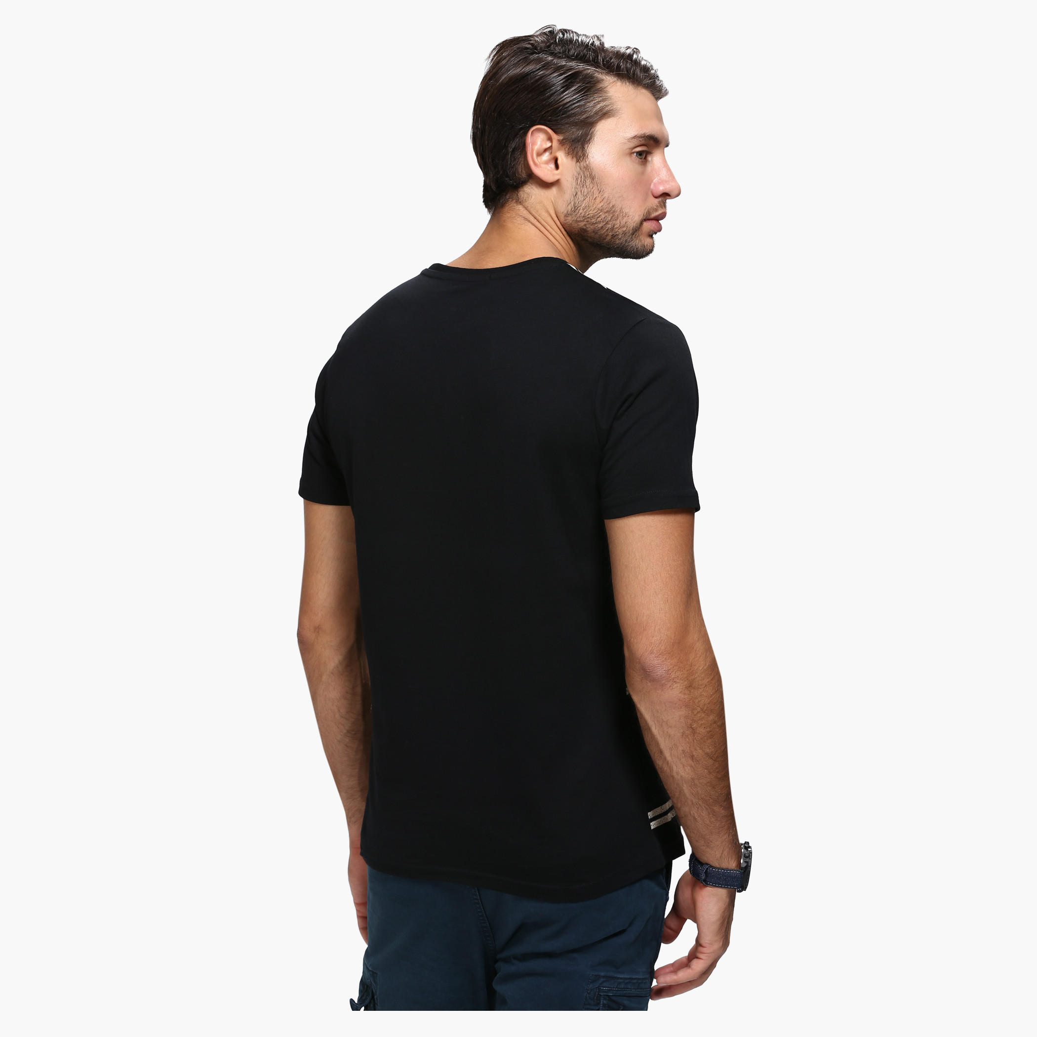 Printed Crew Neck T-Shirt with Short Sleeves in Slim Fit-men-clothing-tshirtsandpolos-tshirts-image-2