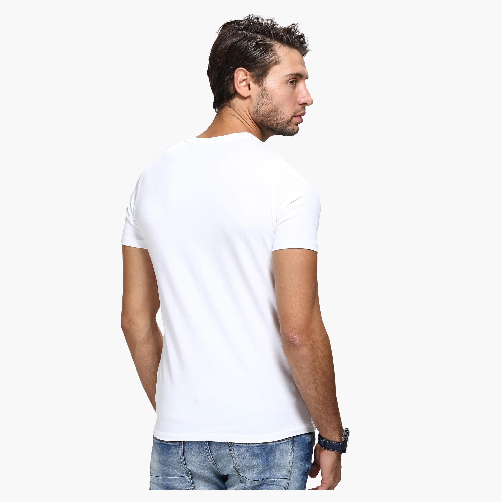Casual V-Neck T-Shirt with Short Sleeves in Slim Fit-men-clothing-tshirtsandpolos-tshirts-image-2