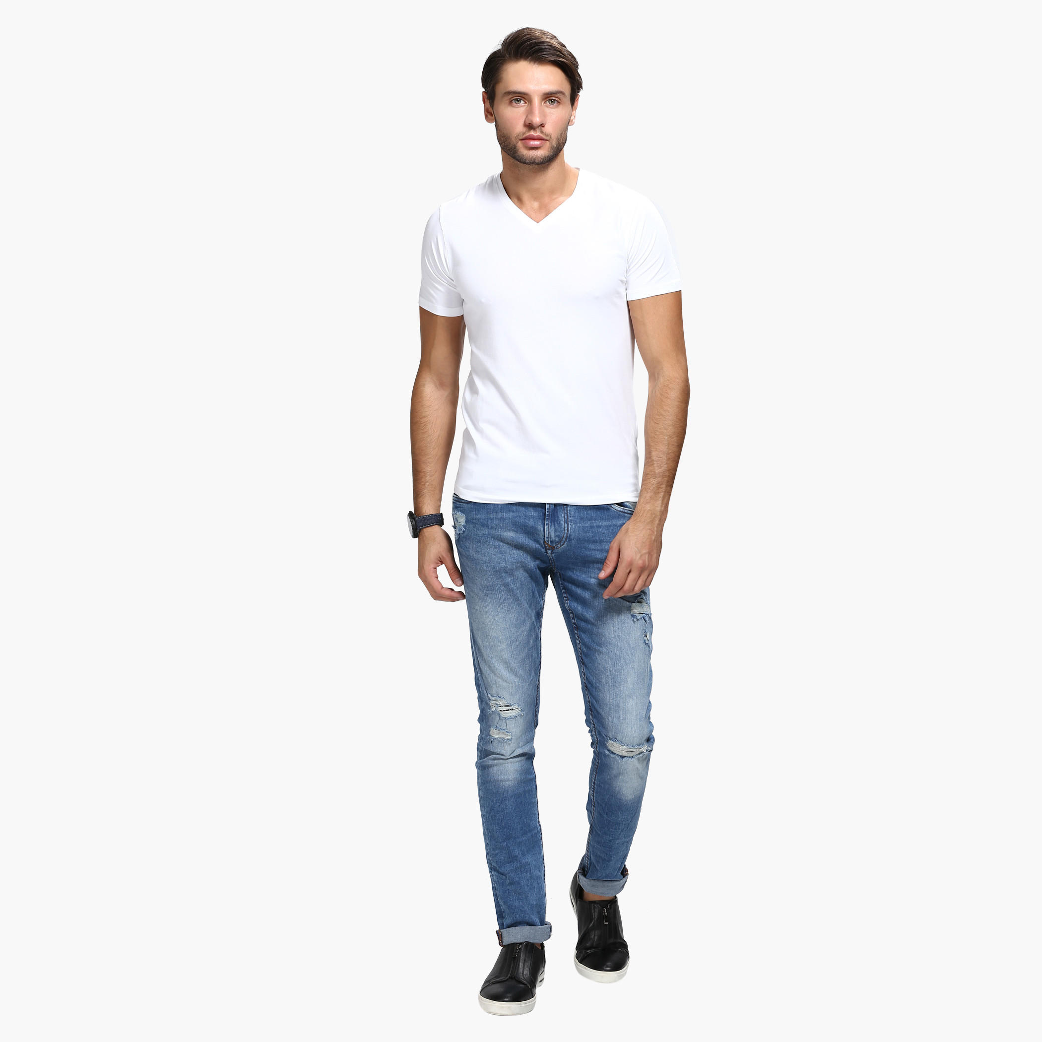 Casual V-Neck T-Shirt with Short Sleeves in Slim Fit-men-clothing-tshirtsandpolos-tshirts-image-5