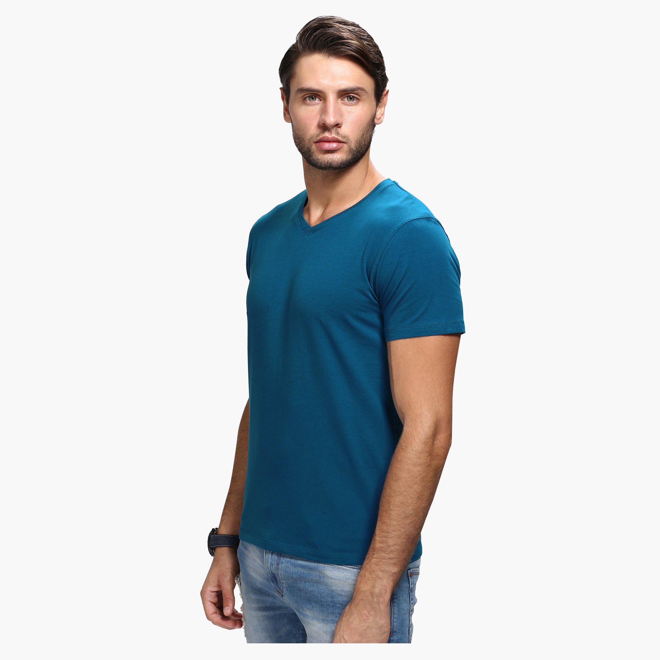 Casual V-Neck T-Shirt with Short Sleeves in Slim Fit-men-clothing-tshirtsandpolos-tshirts-image-8