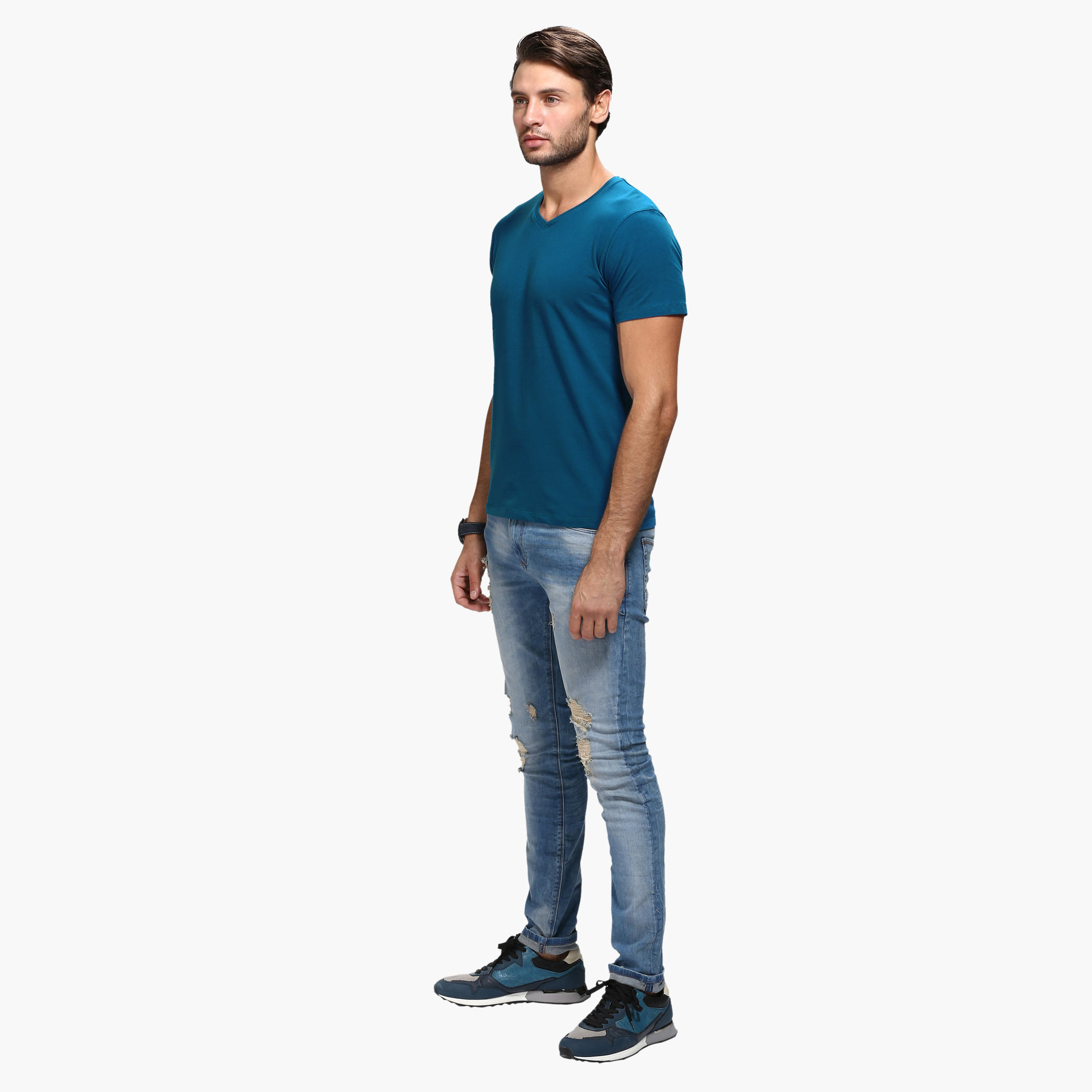 Casual V-Neck T-Shirt with Short Sleeves in Slim Fit-men-clothing-tshirtsandpolos-tshirts-image-10