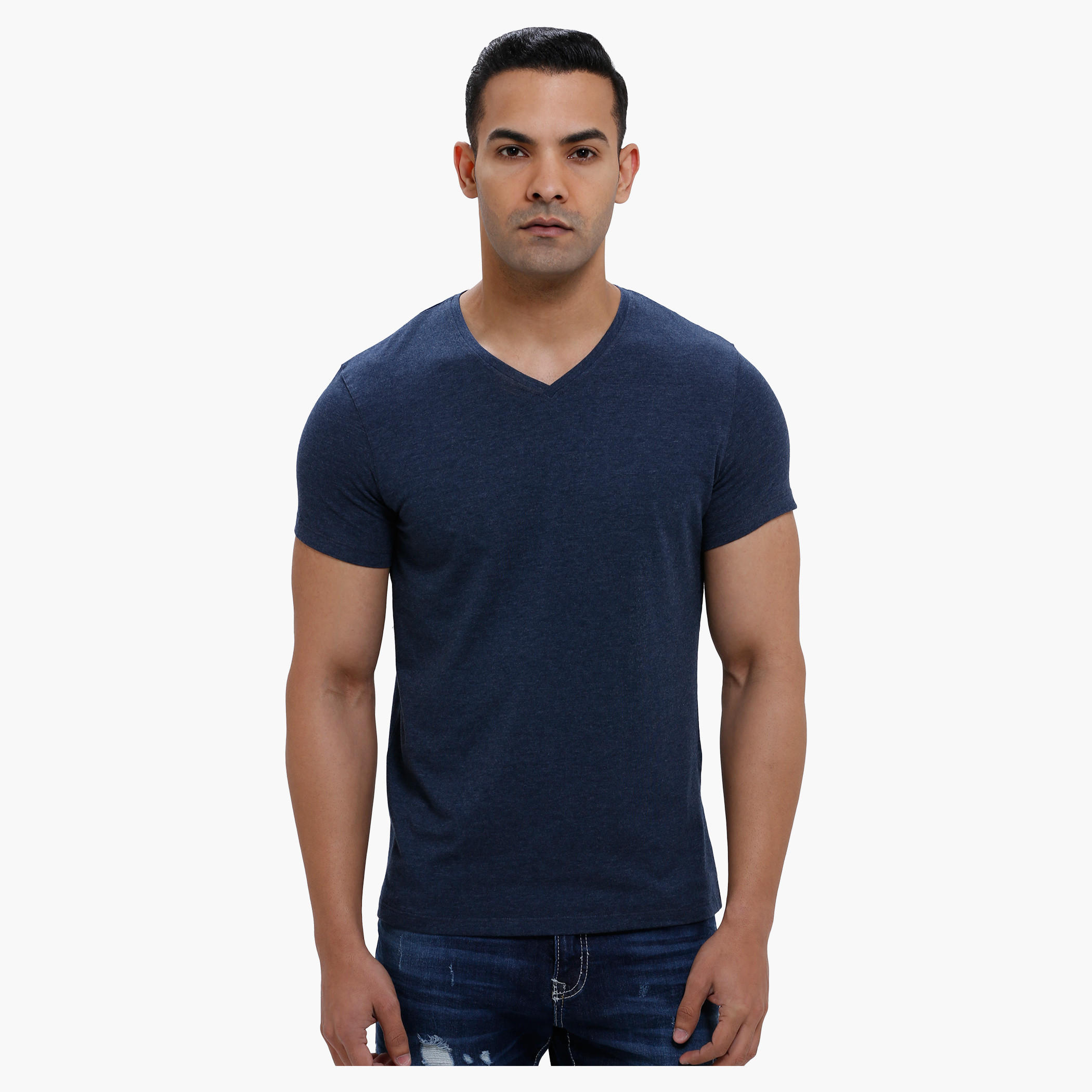 V-Neck T-Shirt with Short Sleeves in Slim Fit-men-clothing-tshirtsandpolos-tshirts-image-1