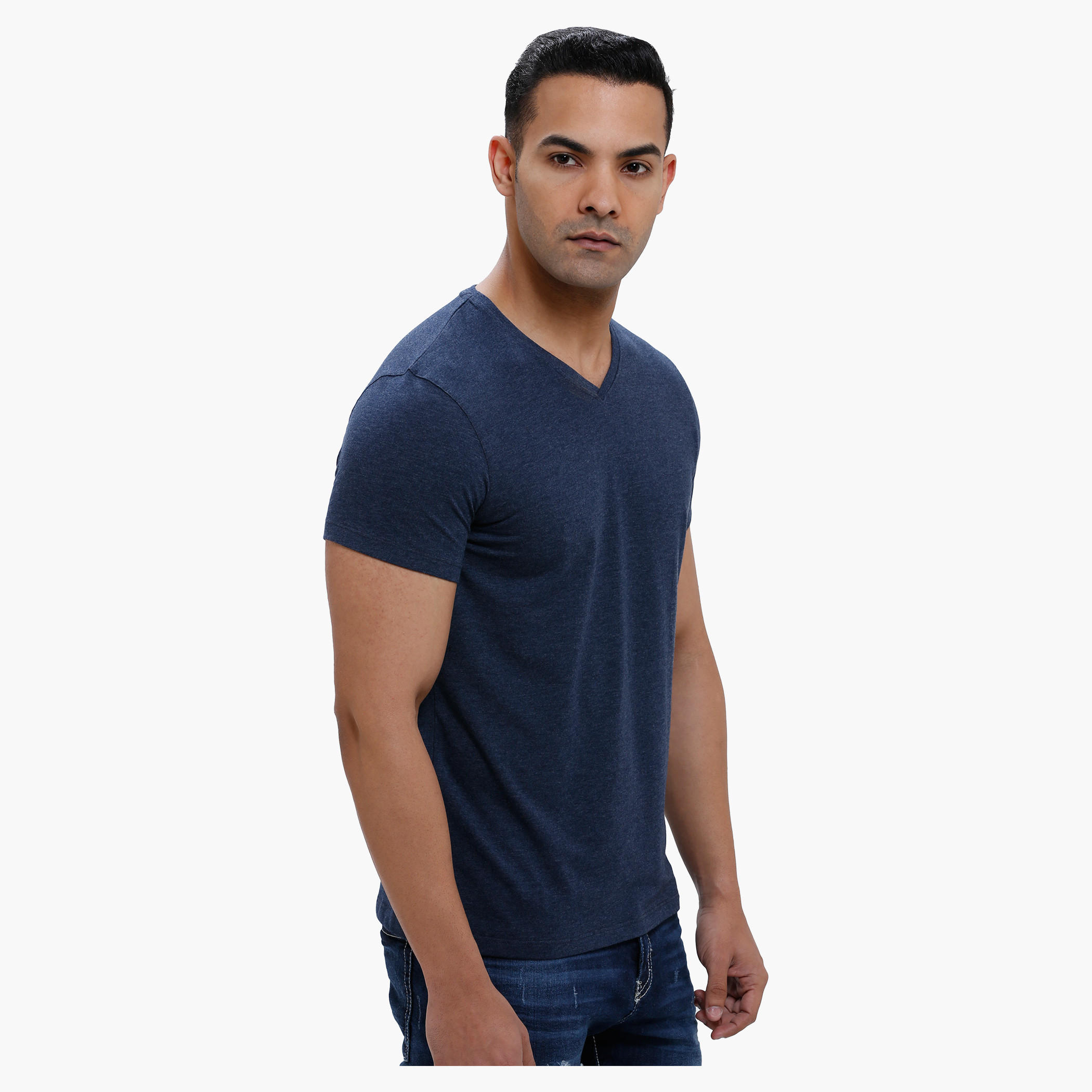 V-Neck T-Shirt with Short Sleeves in Slim Fit-men-clothing-tshirtsandpolos-tshirts-image-3