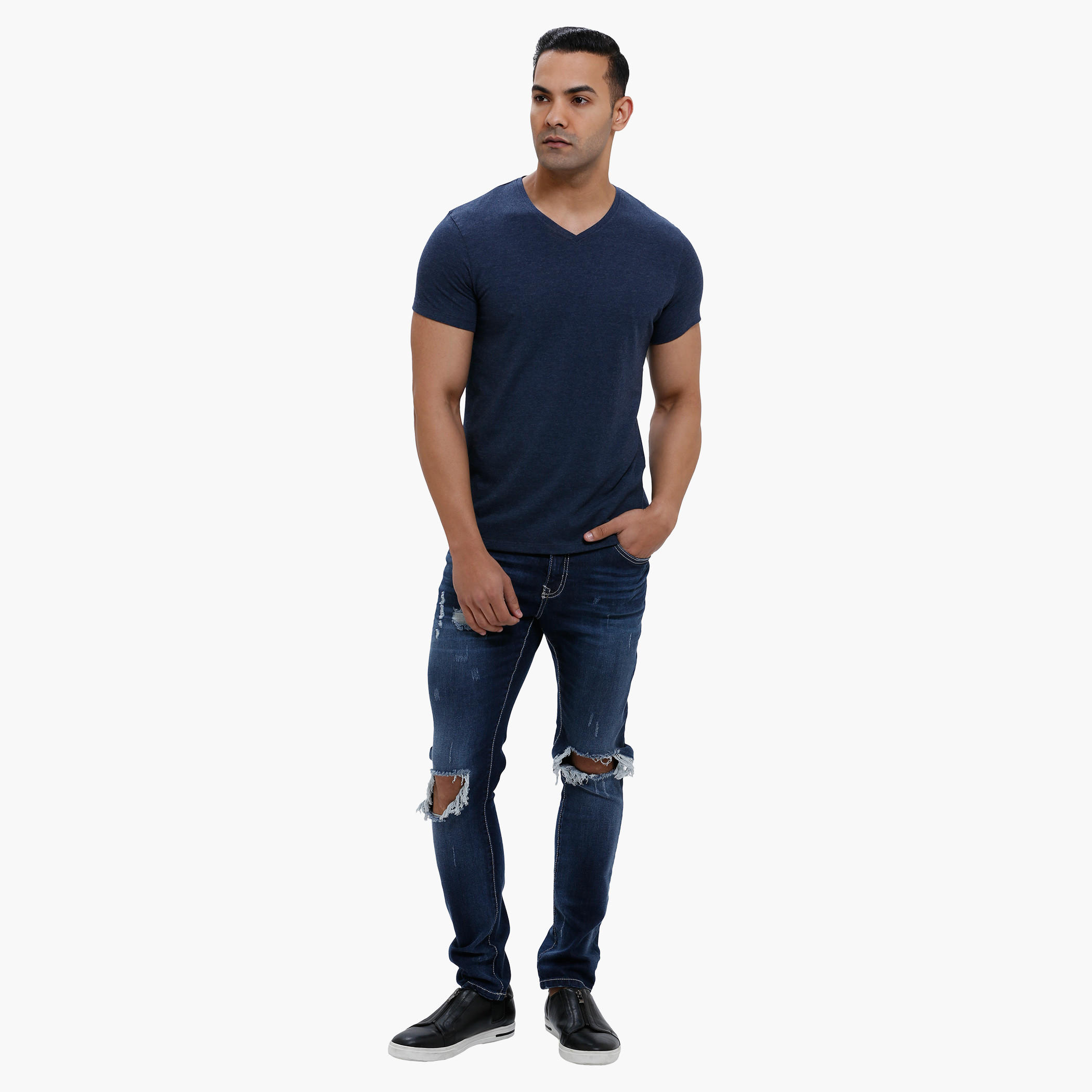 V-Neck T-Shirt with Short Sleeves in Slim Fit-men-clothing-tshirtsandpolos-tshirts-image-5