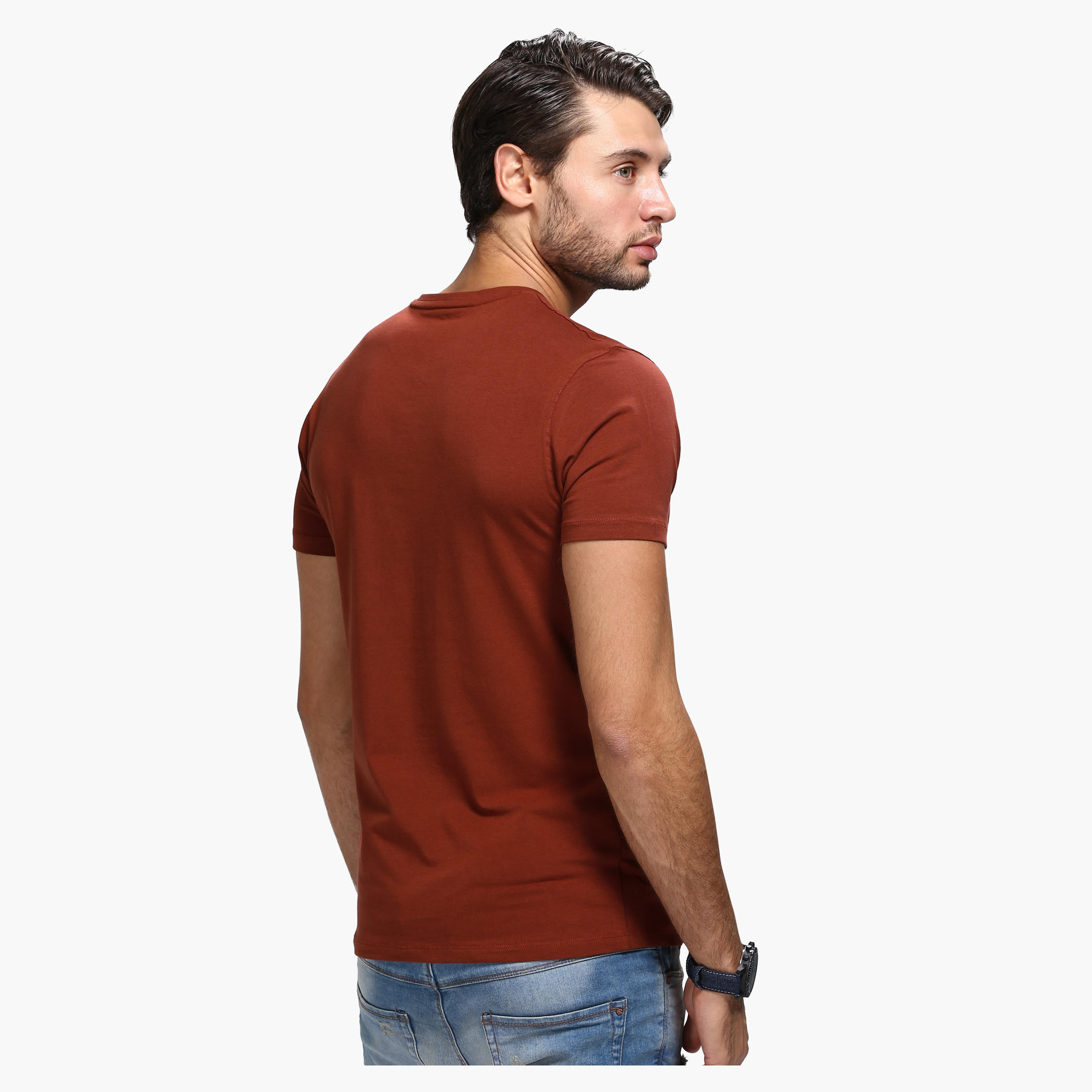 Casual V-Neck T-Shirt with Short Sleeves in Slim Fit-men-clothing-tshirtsandpolos-tshirts-image-12