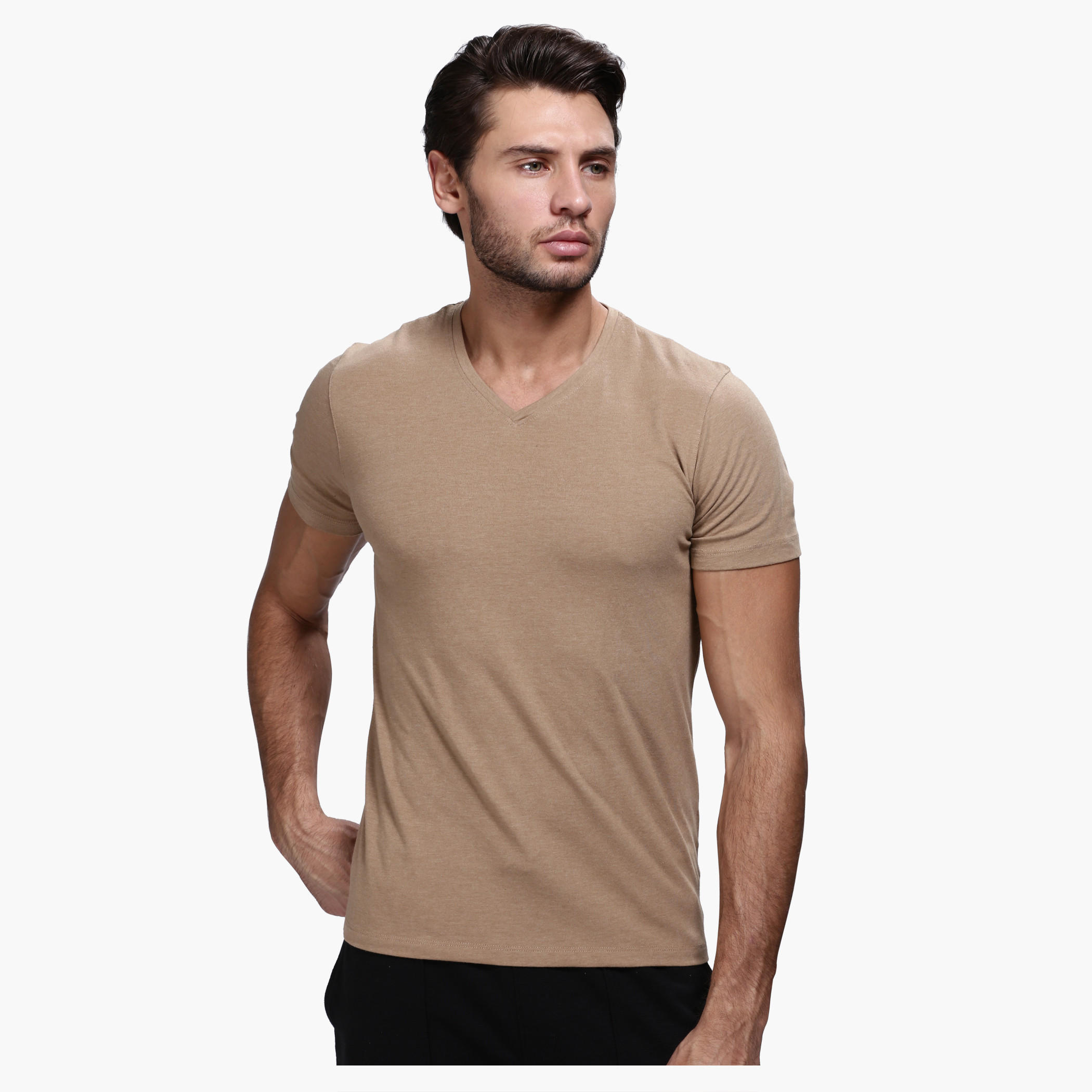 V-Neck T-Shirt with Short Sleeves in Slim Fit-men-clothing-tshirtsandpolos-tshirts-image-1