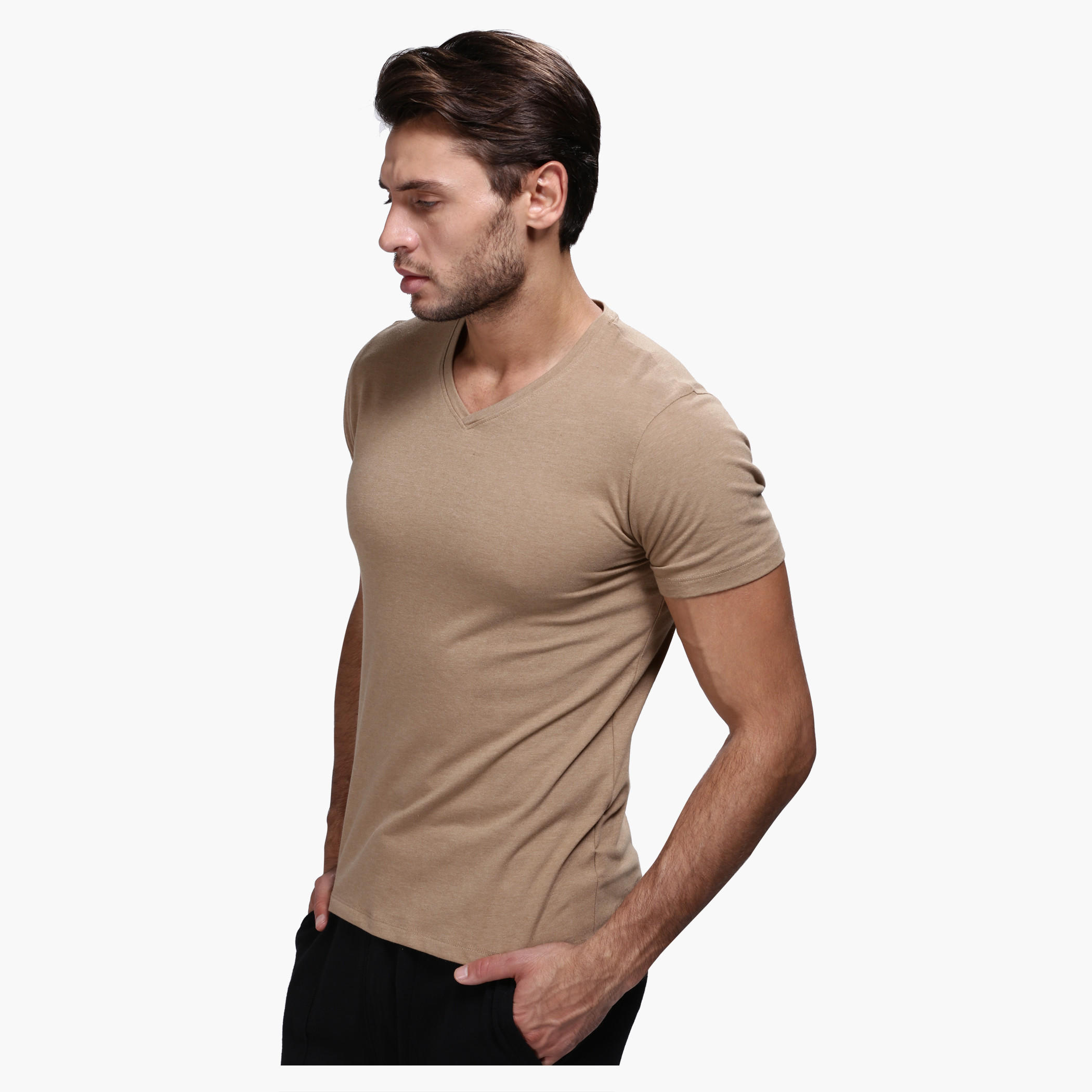 V-Neck T-Shirt with Short Sleeves in Slim Fit-men-clothing-tshirtsandpolos-tshirts-image-3