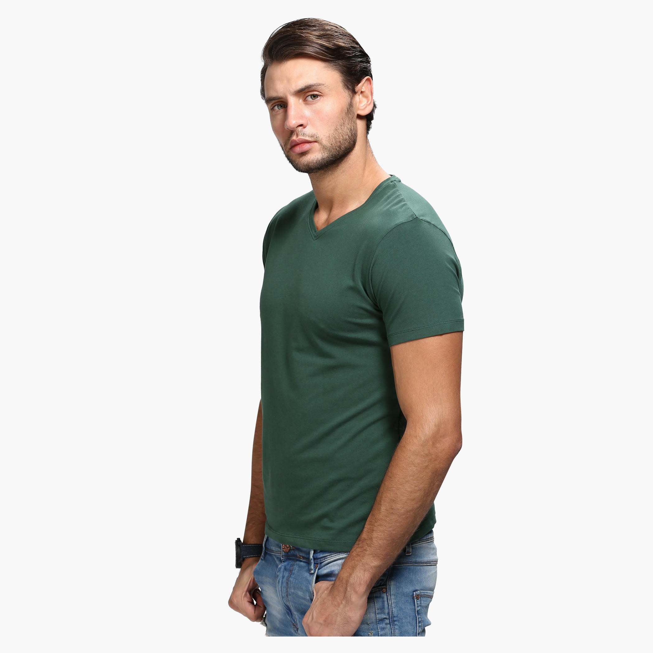 Casual V-Neck T-Shirt with Short Sleeves in Slim Fit-men-clothing-tshirtsandpolos-tshirts-image-18