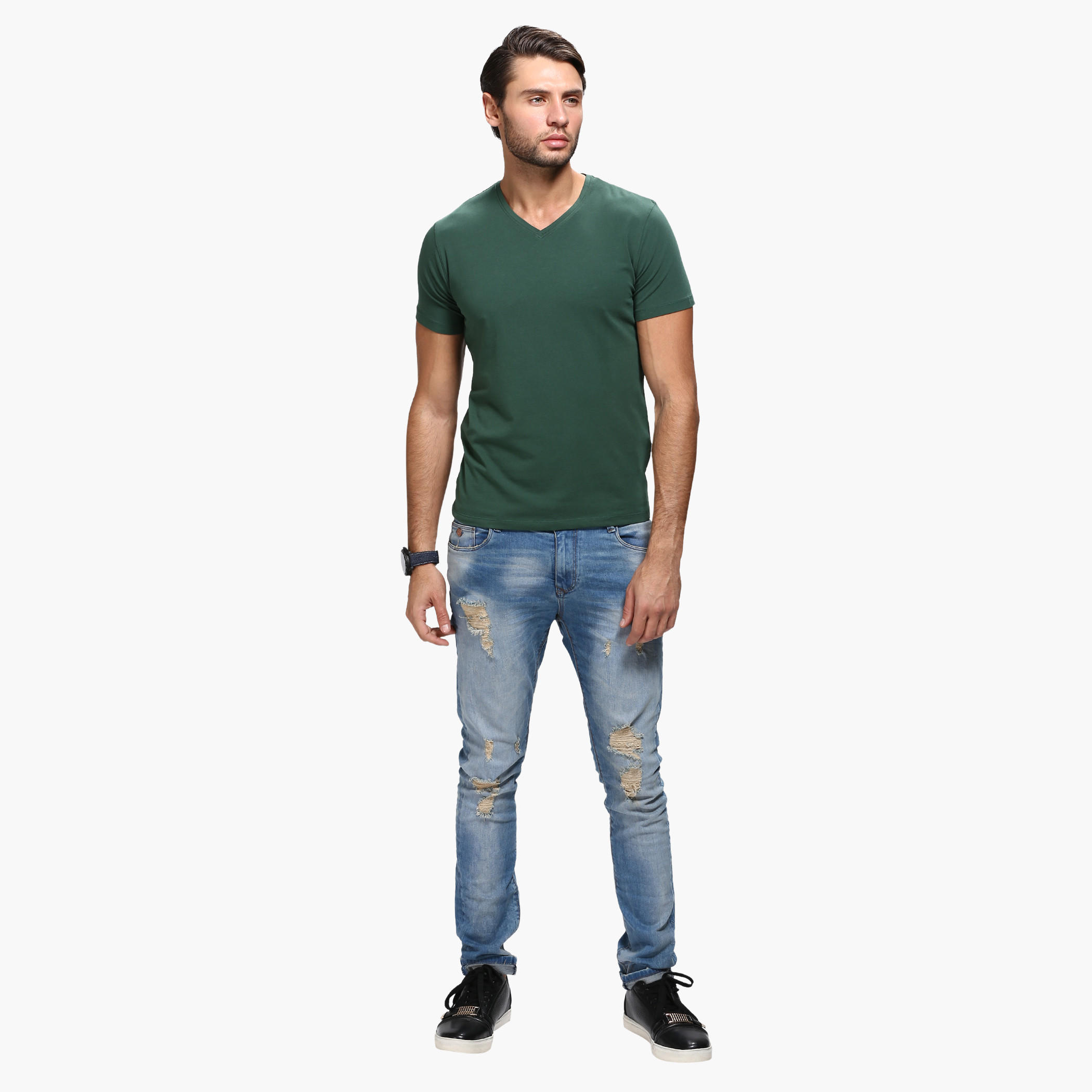 Casual V-Neck T-Shirt with Short Sleeves in Slim Fit-men-clothing-tshirtsandpolos-tshirts-image-20
