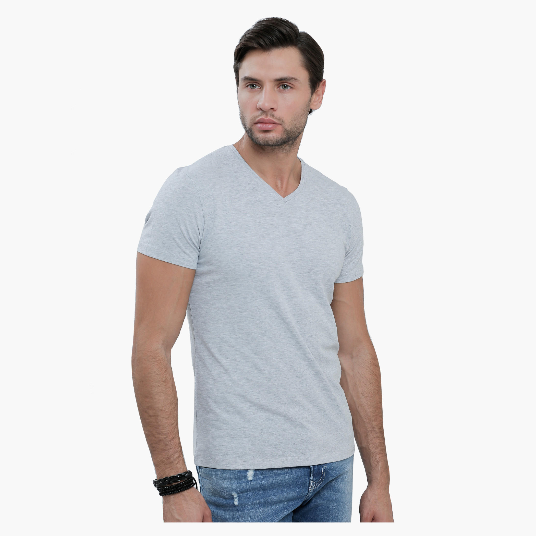 V-Neck T-Shirt with Short Sleeves in Slim Fit-men-clothing-tshirtsandpolos-tshirts-image-1