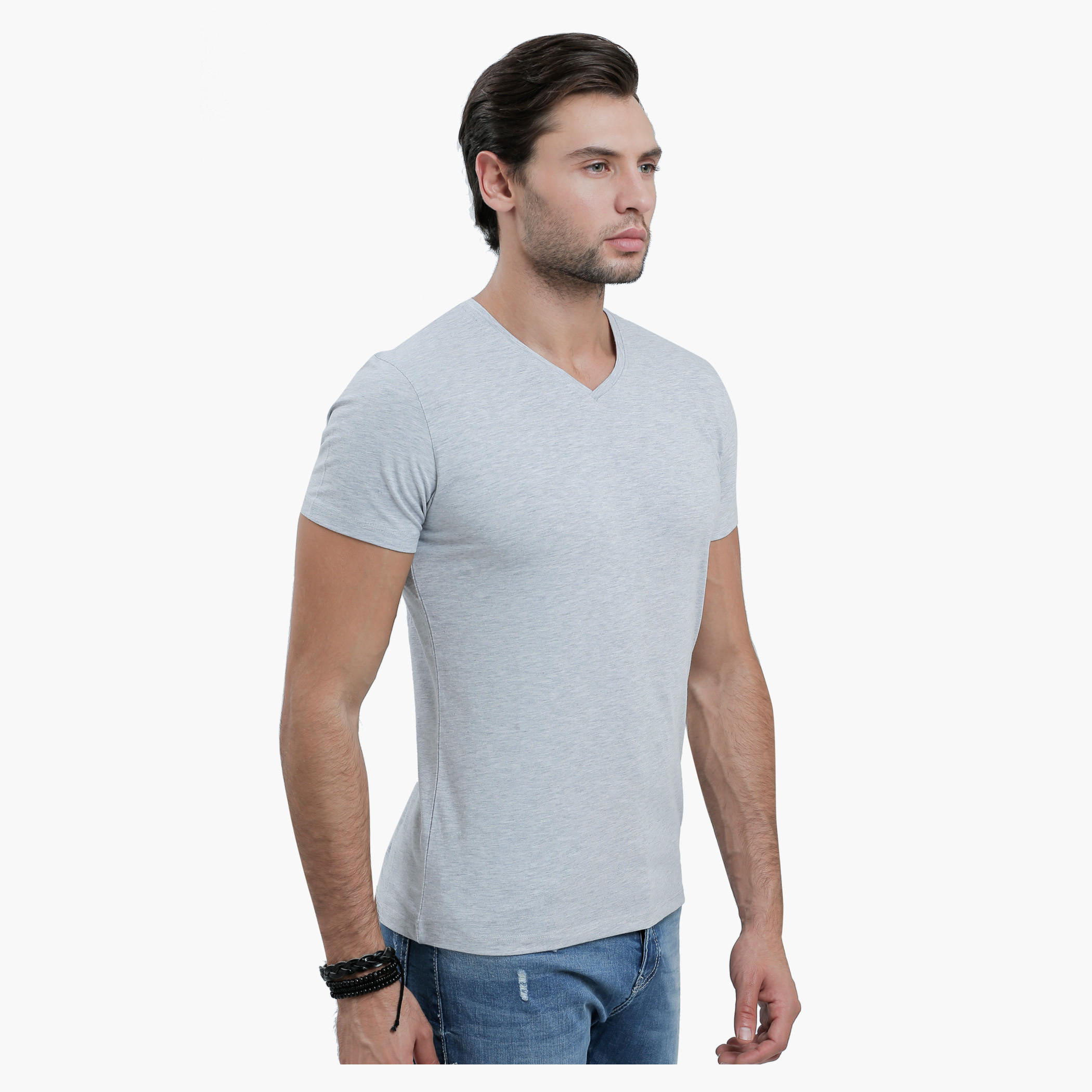 V-Neck T-Shirt with Short Sleeves in Slim Fit-men-clothing-tshirtsandpolos-tshirts-image-3