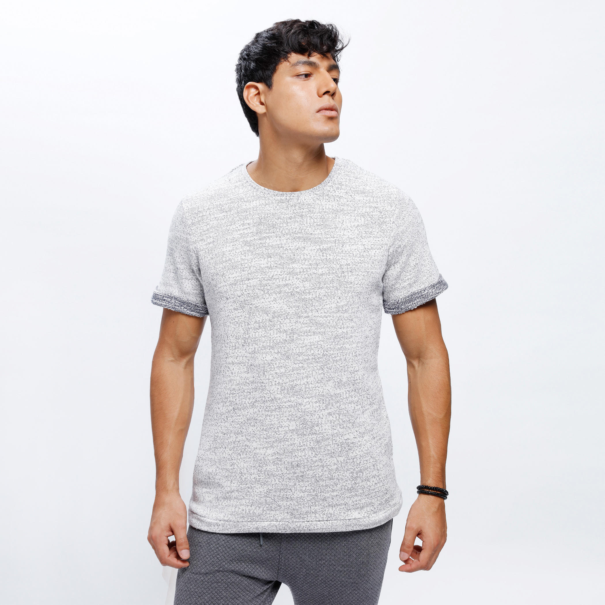 Textured Crew Neck T-Shirt with Short Sleeves-men-clothing-tshirtsandpolos-tshirts-image-1