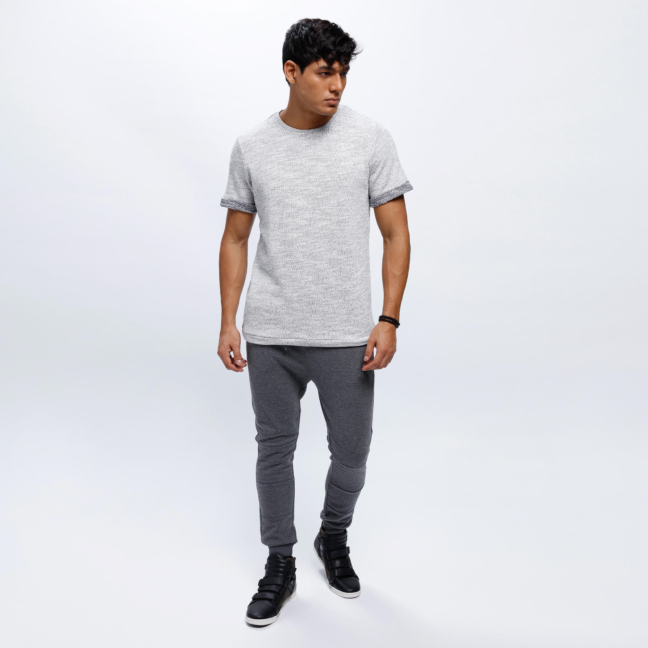 Textured Crew Neck T-Shirt with Short Sleeves-men-clothing-tshirtsandpolos-tshirts-image-5
