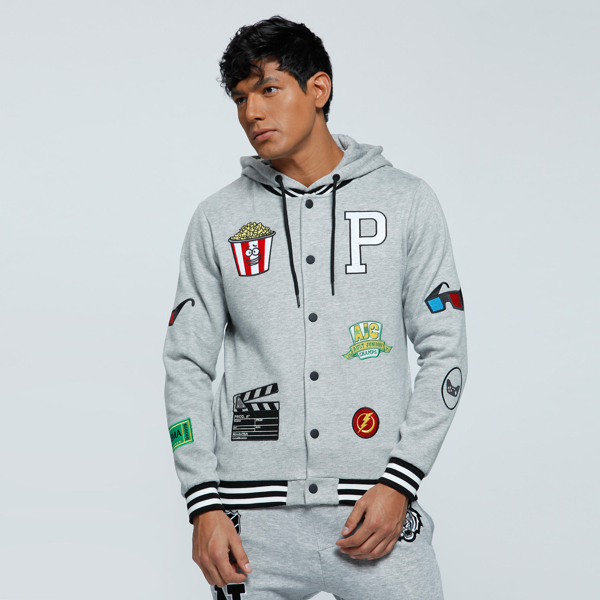 Printed Sweatshirt with Hood and Long Sleeves-men-winterwear-hoodiesandsweatshirts-image-1