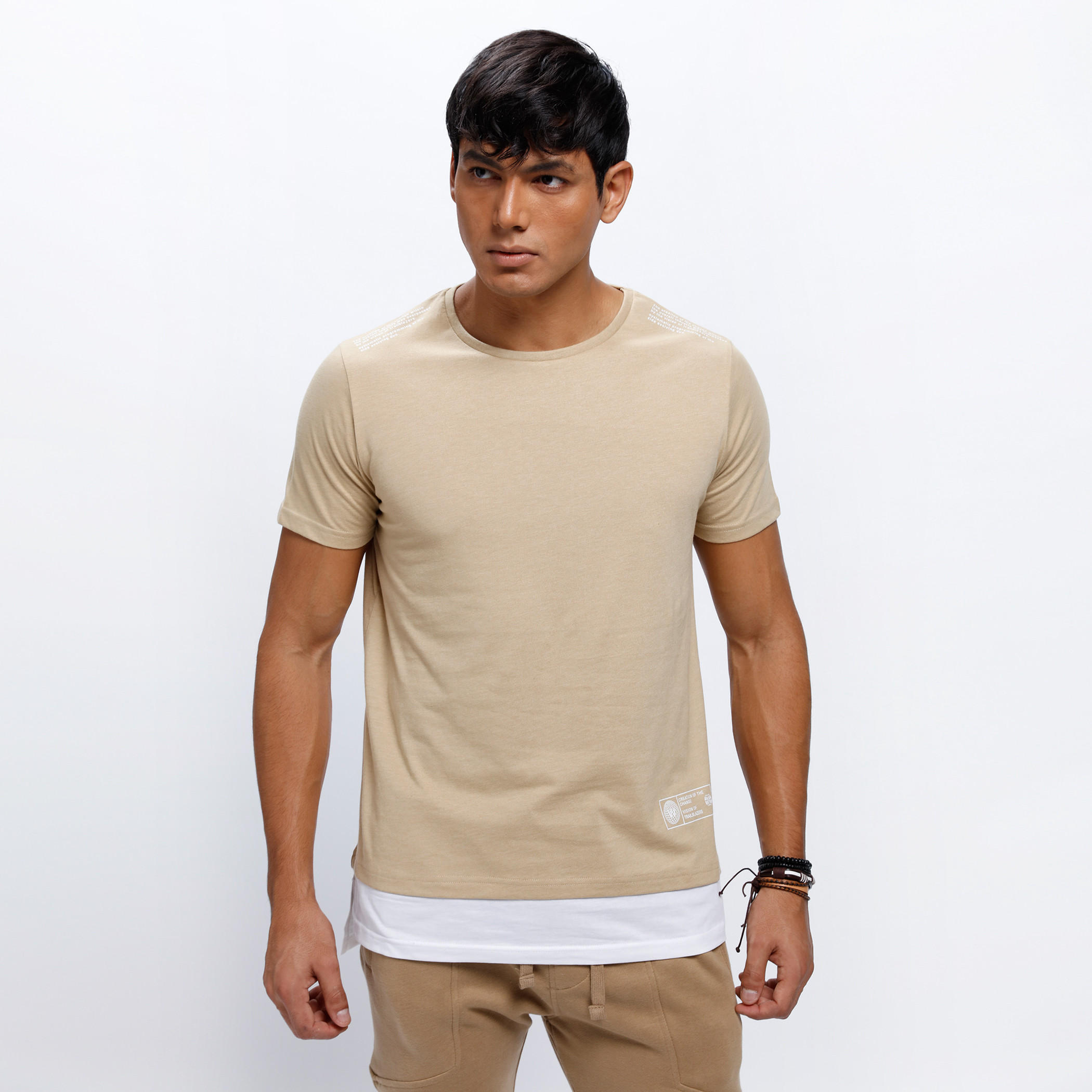Crew Neck T-Shirt with Short Sleeves and Panel Contrast on Hem-men-clothing-tshirtsandpolos-tshirts-image-1