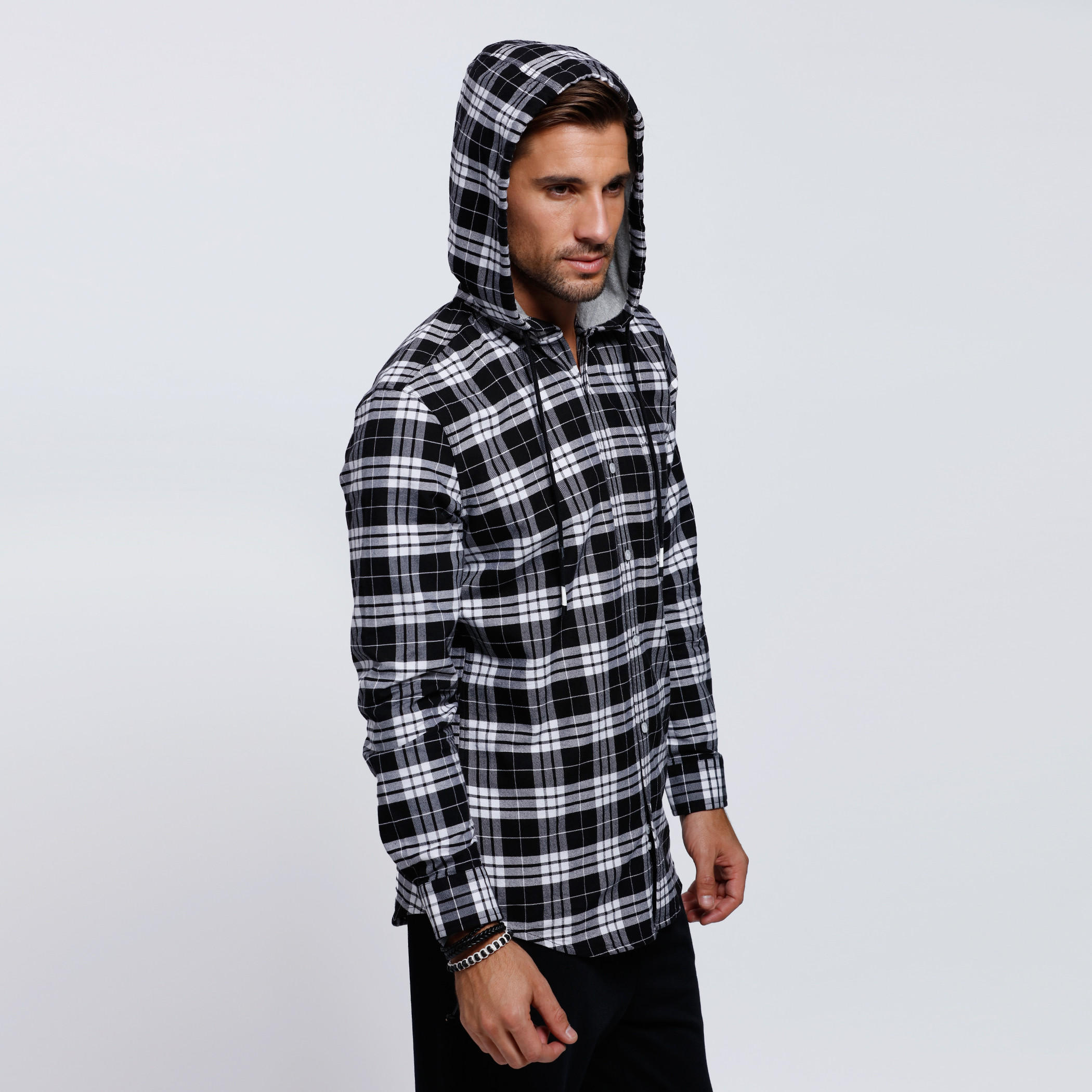 Chequered Long Sleeves Shirt with Hood-men-clothing-shirts-image-3