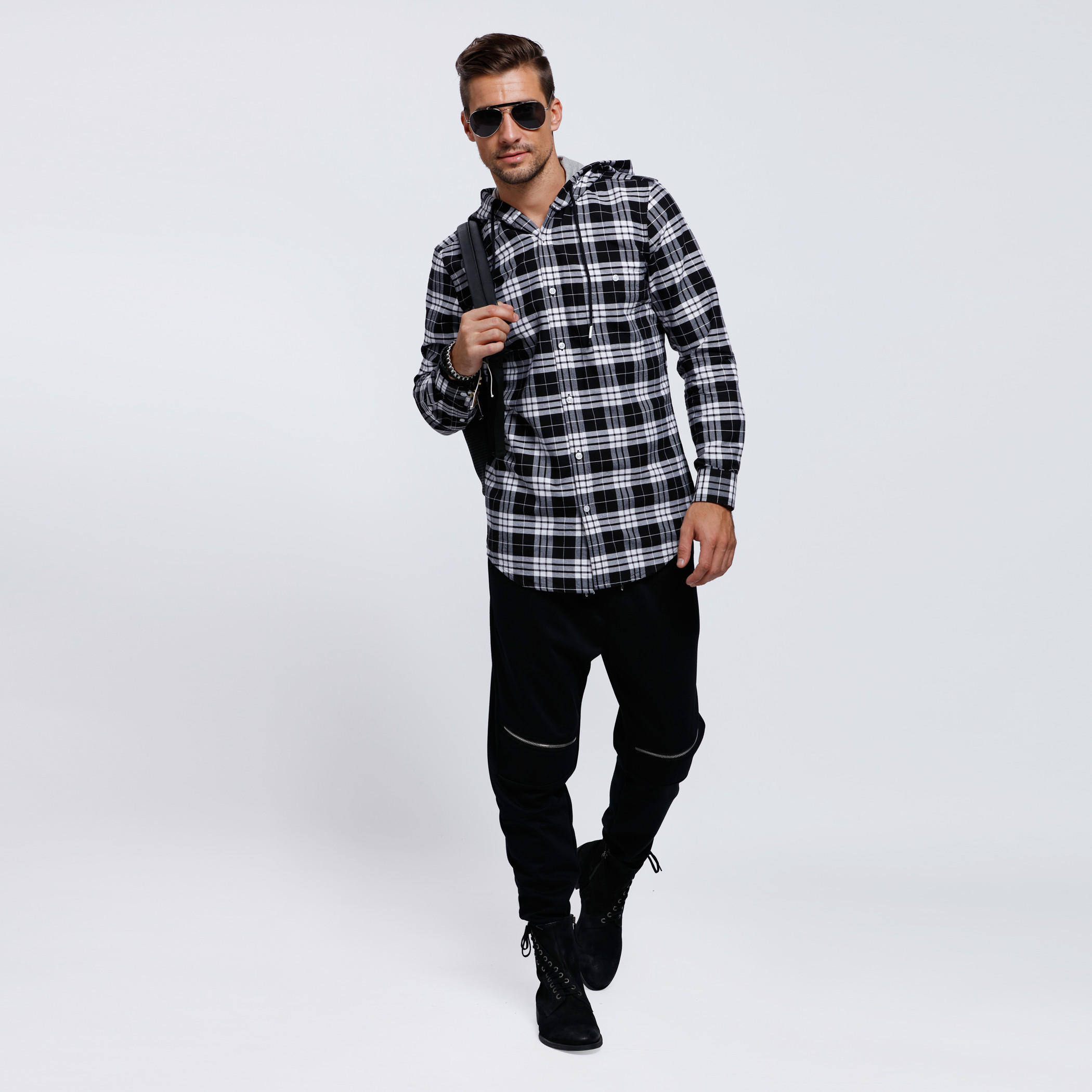 Chequered Long Sleeves Shirt with Hood-men-clothing-shirts-image-5