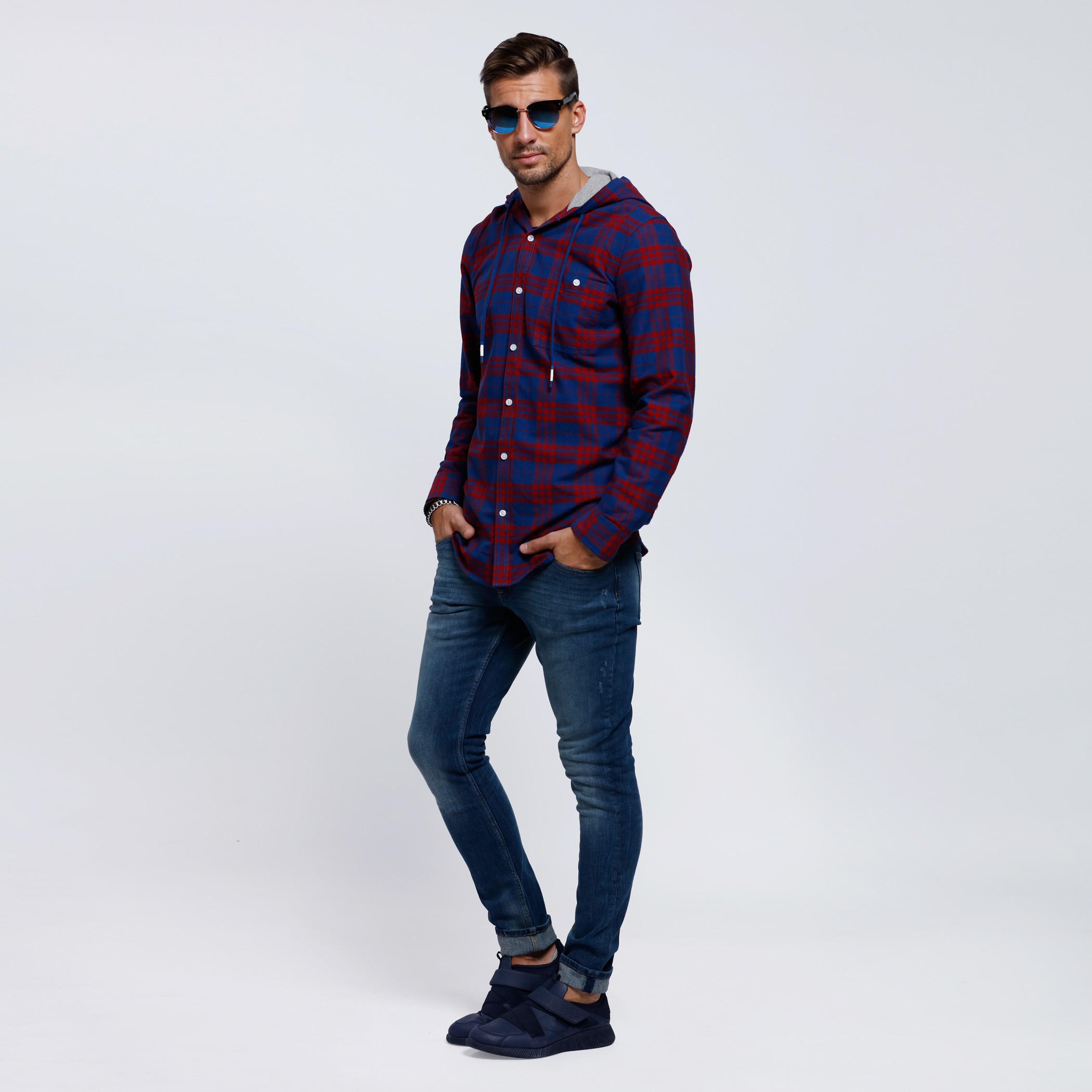 Chequered Long Sleeves Shirt with Hood-men-clothing-shirts-image-5