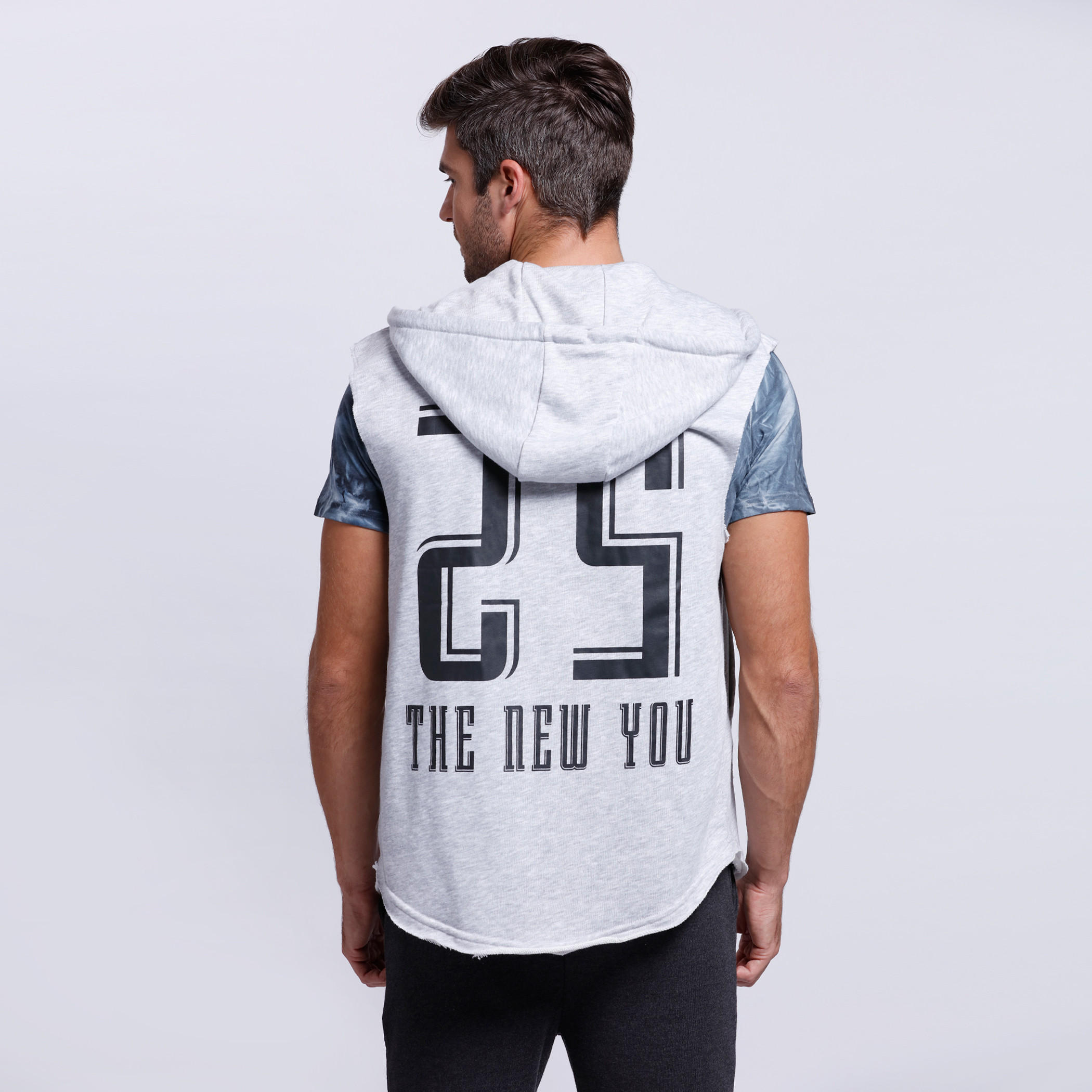 Sleeveless Sweatshirt with Hood and Zip Closure-men-winterwear-hoodiesandsweatshirts-image-2
