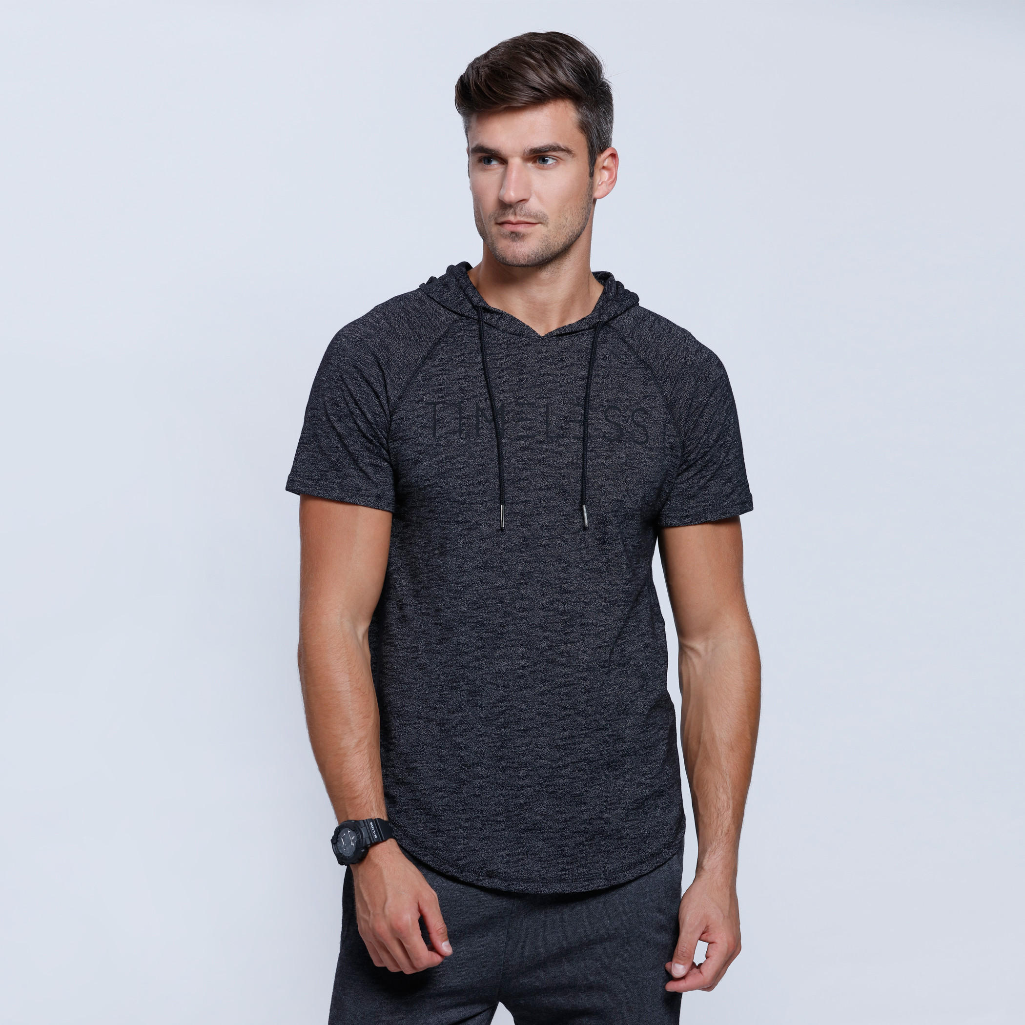 Hooded T-Shirt with Short Sleeves-men-clothing-tshirtsandpolos-tshirts-image-1