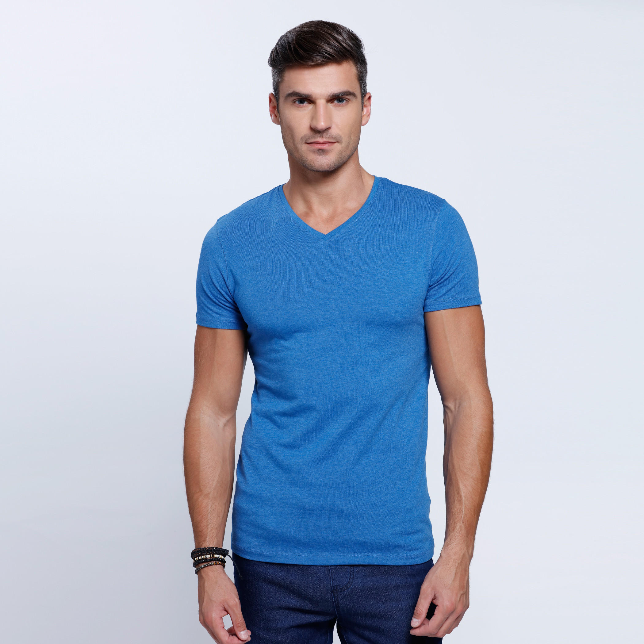 Short Sleeves T-Shirt with V-Neckline-men-clothing-tshirtsandpolos-tshirts-image-1