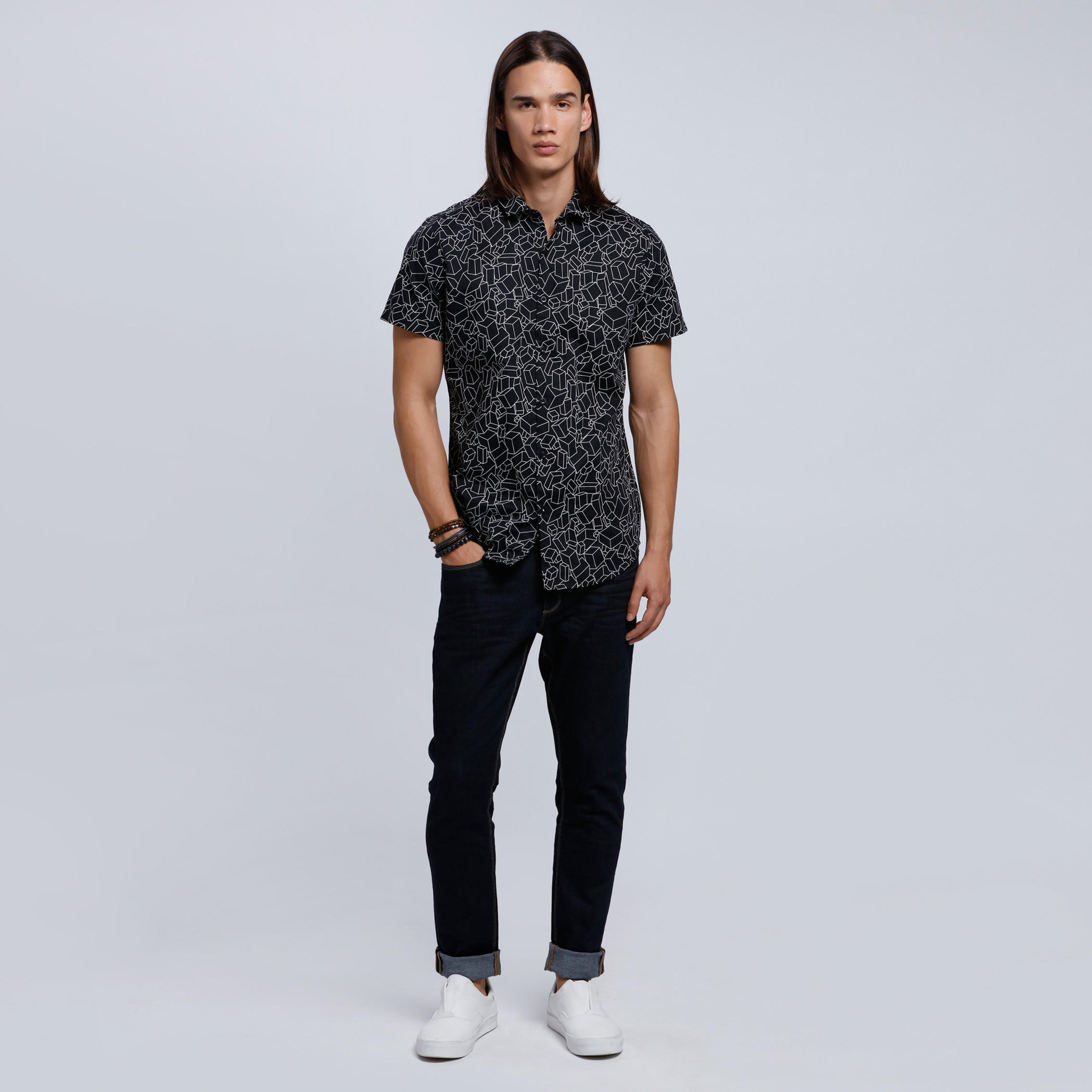 Printed Shirt with Short Sleeves-men-clothing-shirts-image-1