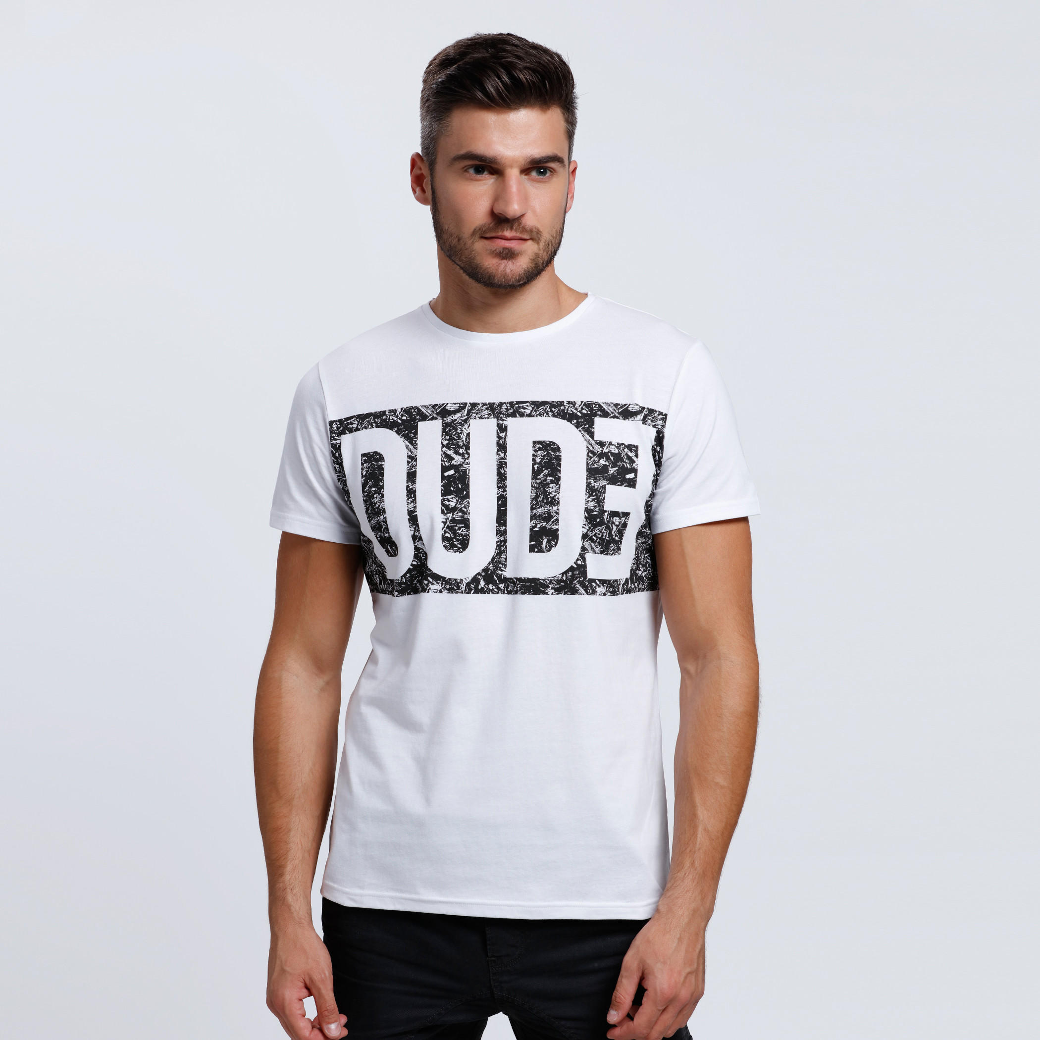 Printed Crew Neck T-Shirt with Short Sleeves-men-clothing-tshirtsandpolos-tshirts-image-1