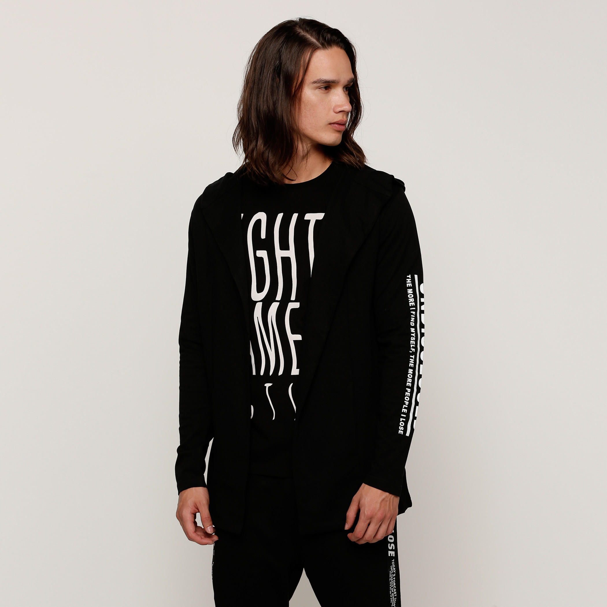 Printed Open Front Hoodie with Long Sleeves-men-winterwear-hoodiesandsweatshirts-image-1