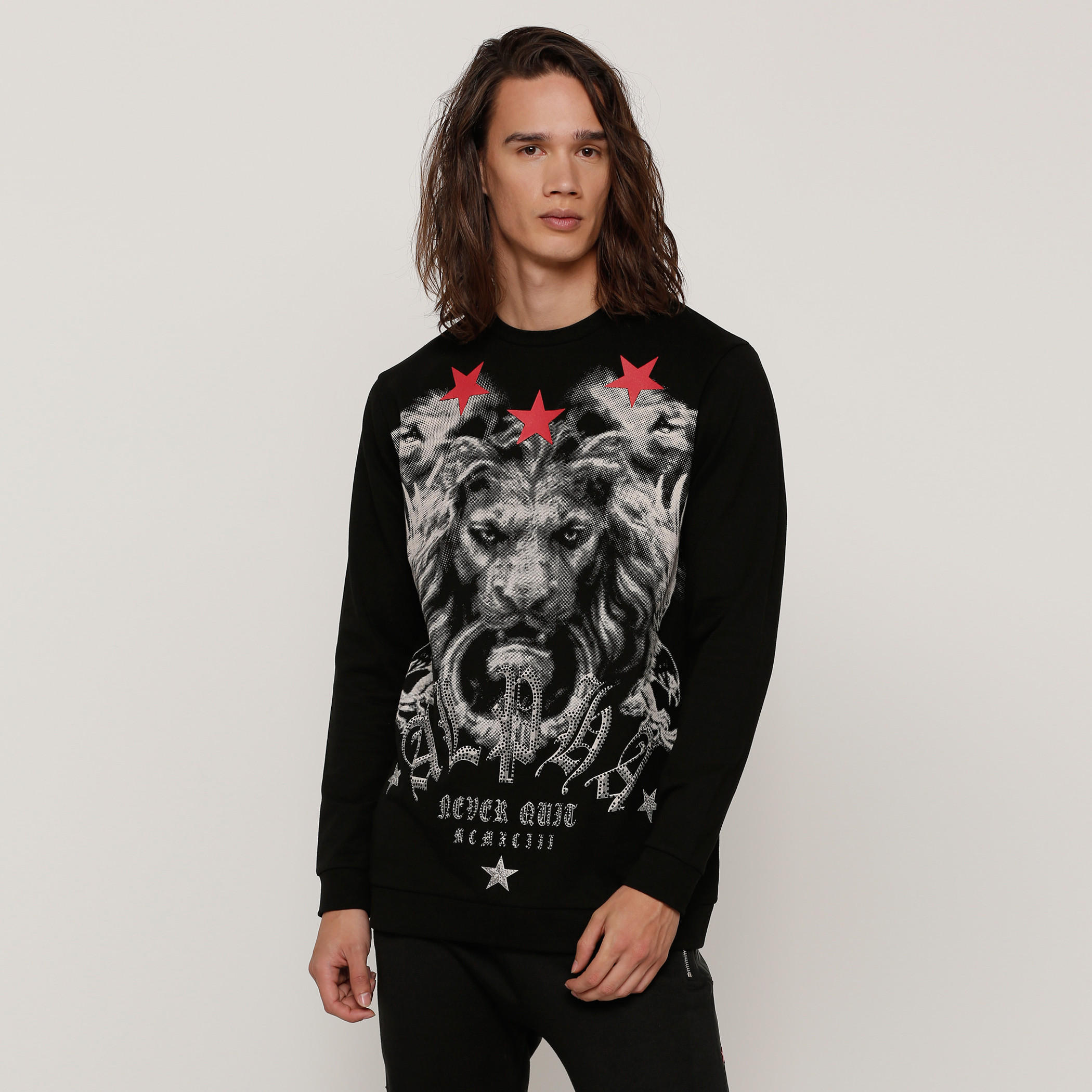 Printed Sweatshirt with Crew Neck and Long Sleeves-men-winterwear-hoodiesandsweatshirts-image-1