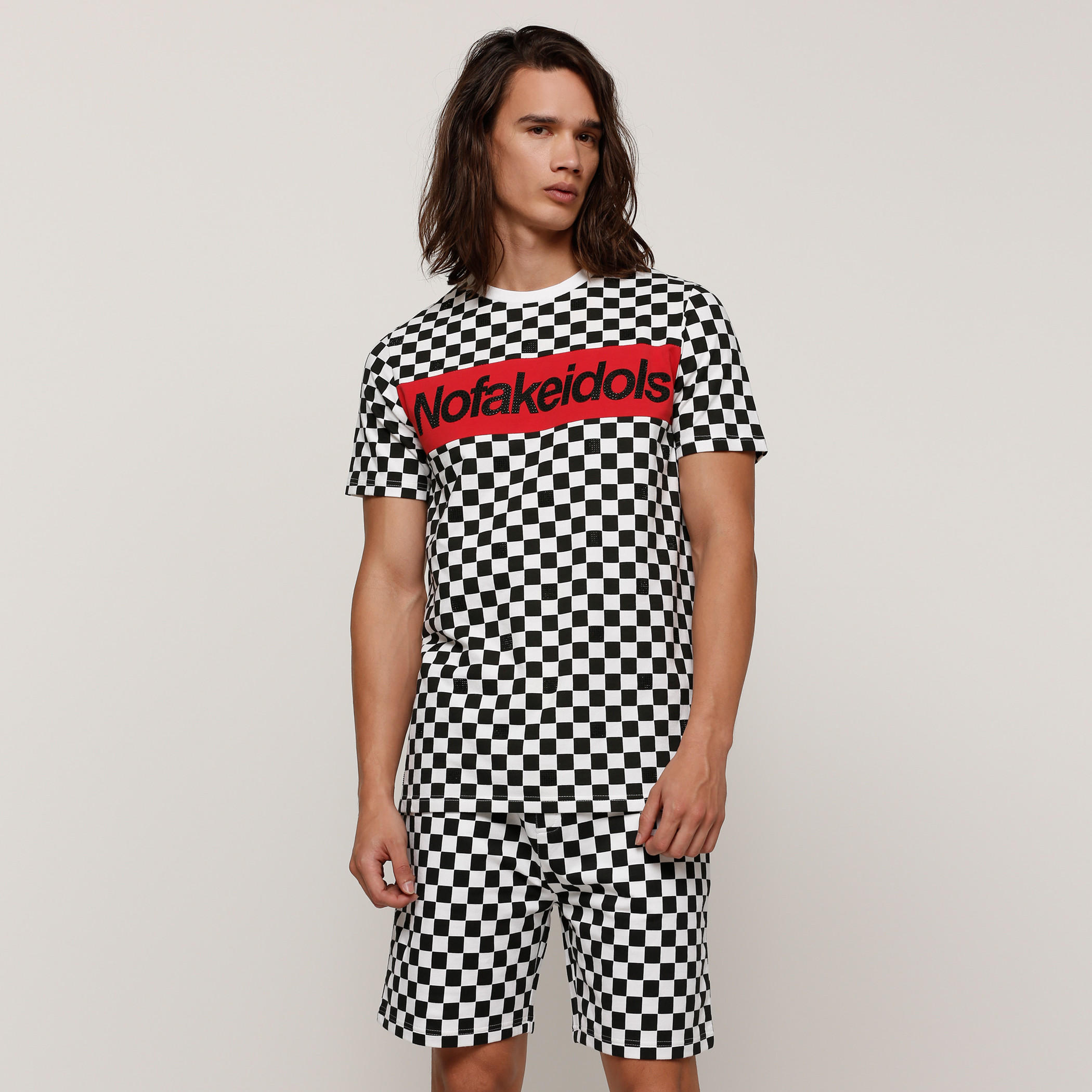 تيشيرت كاروهات بياقة مستديرة وأكمام قصيرة-men-clothing-tshirtsandpolos-tshirts-image-1