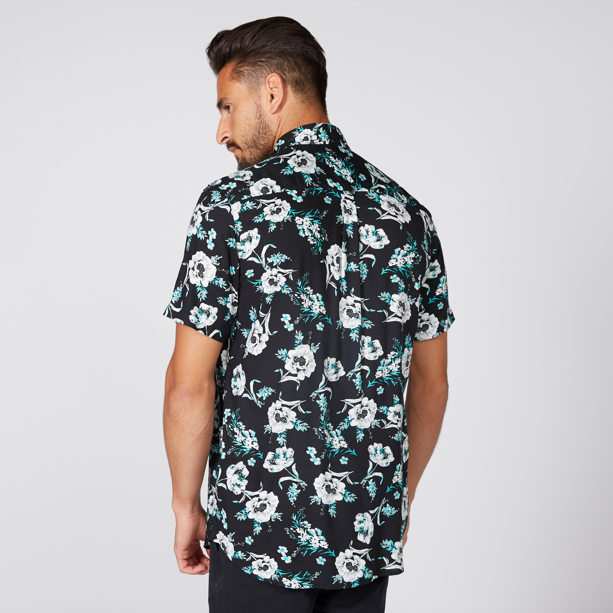 Floral Print Shirt with Short Sleeves-men-clothing-shirts-image-4