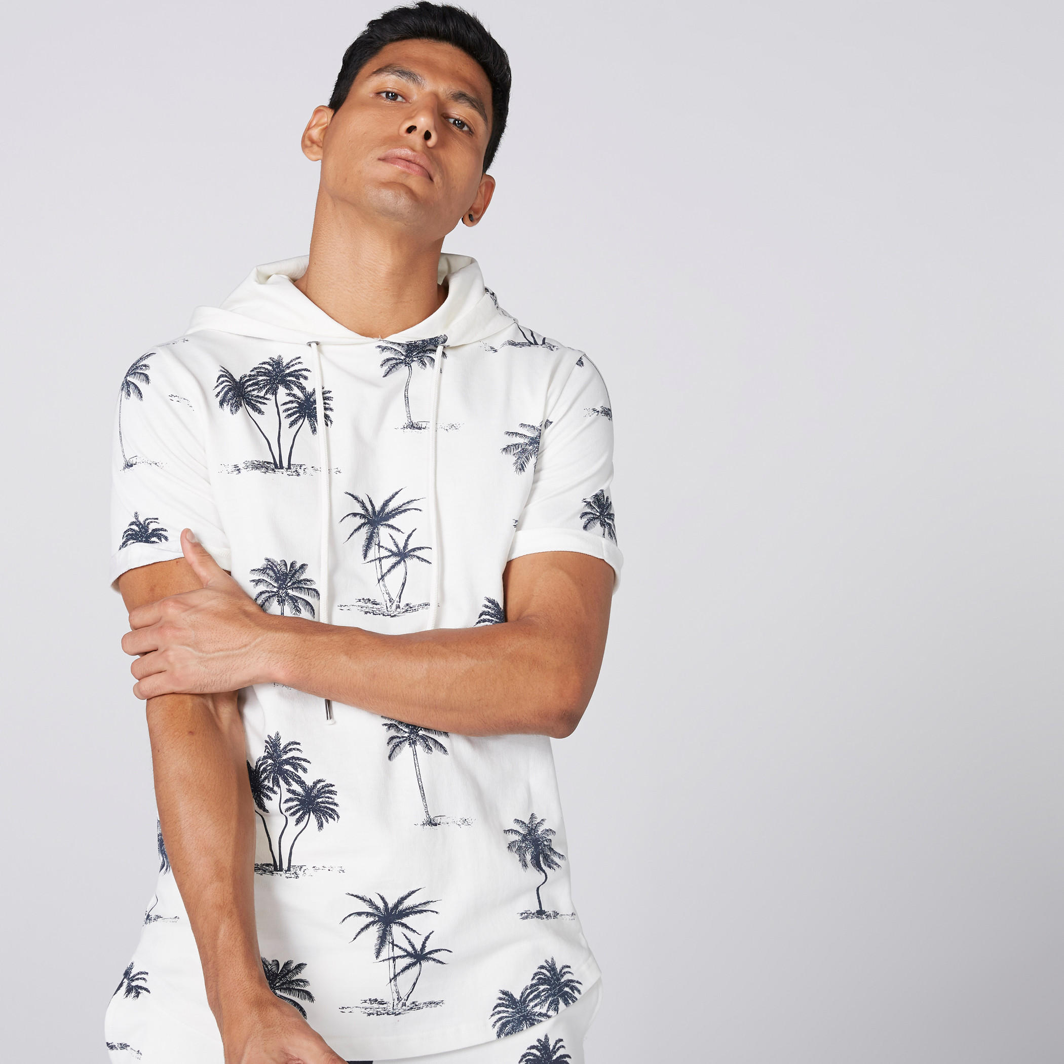 Printed T-Shirt with Short Sleeves and Hood-men-clothing-tshirtsandpolos-tshirts-image-2