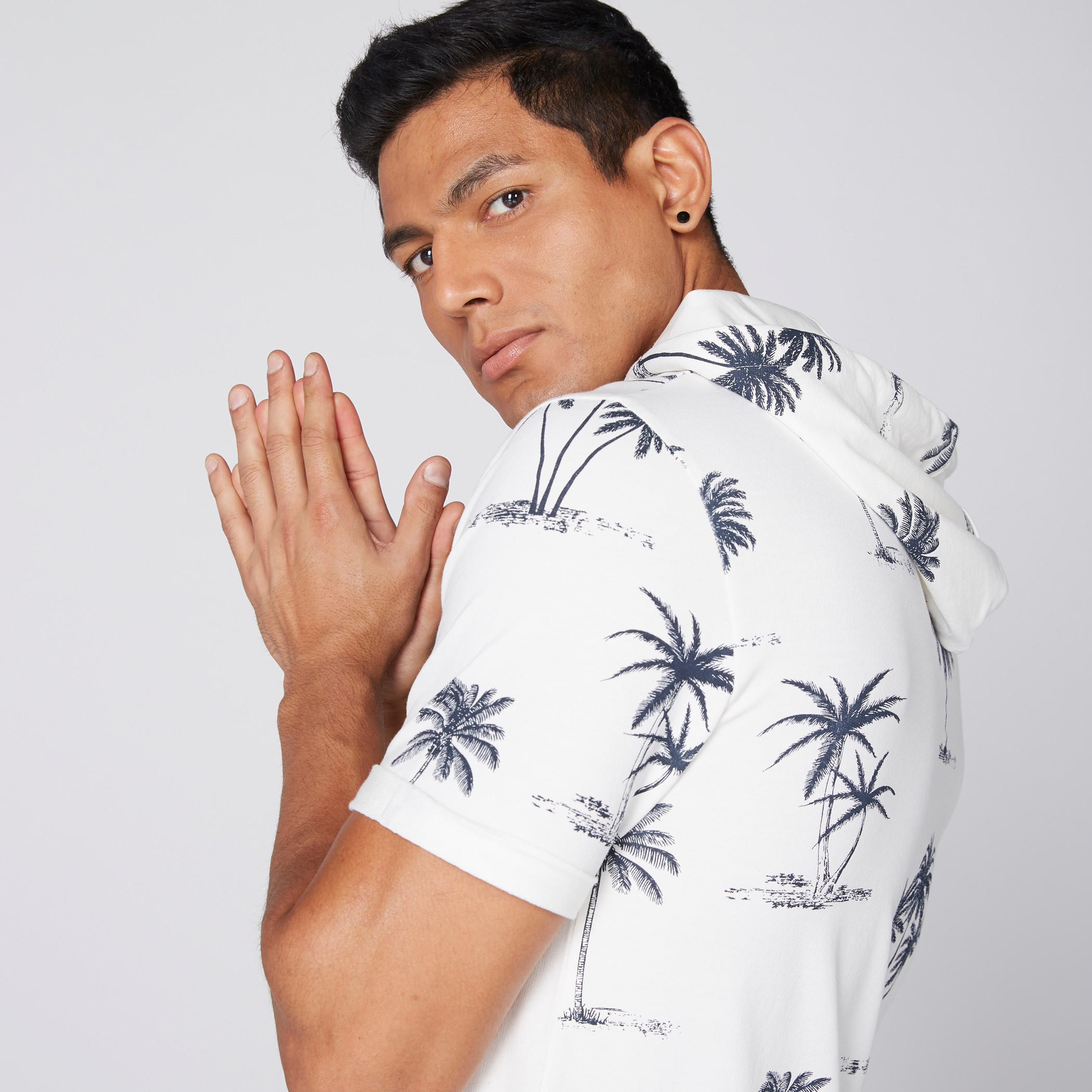 Printed T-Shirt with Short Sleeves and Hood-men-clothing-tshirtsandpolos-tshirts-image-4