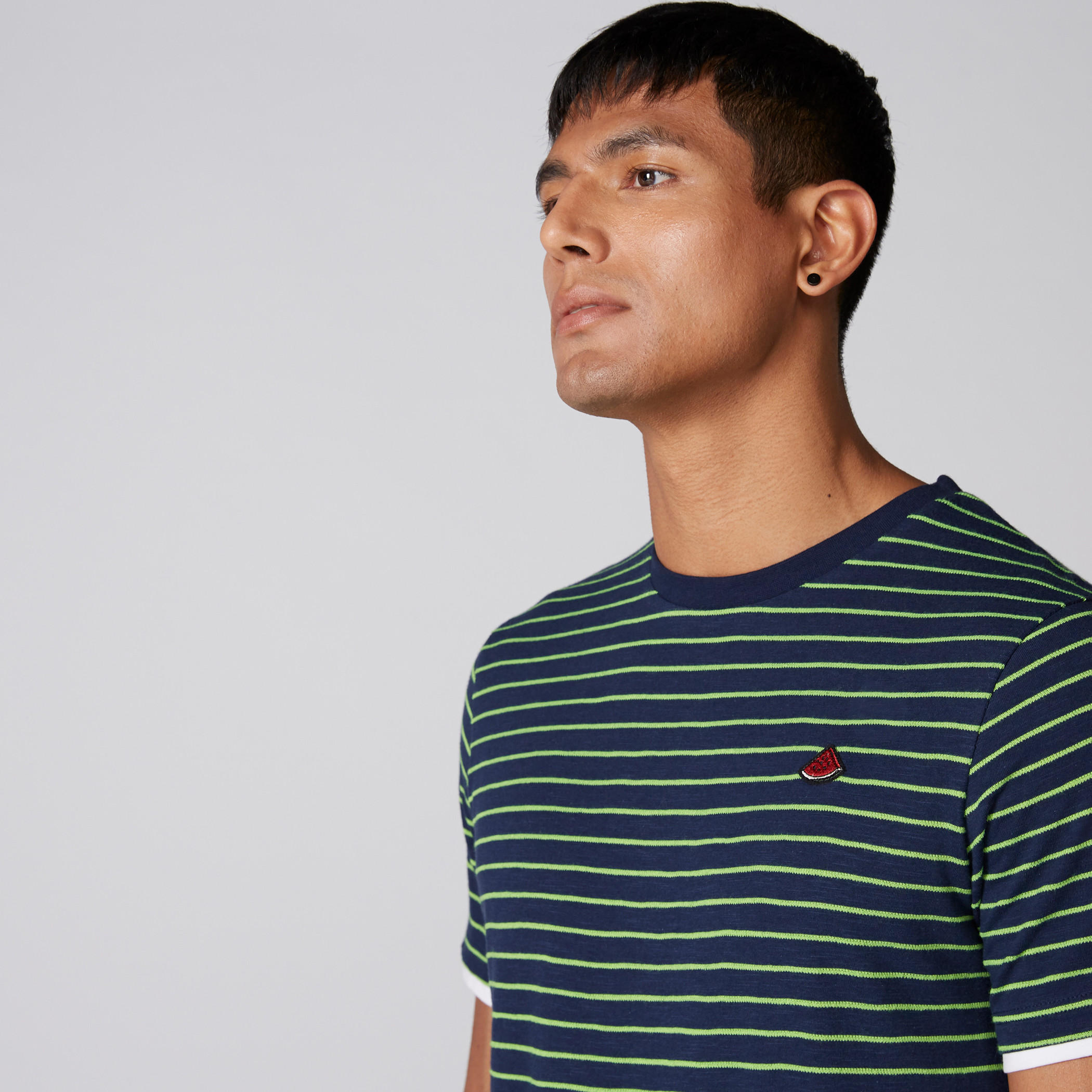 Striped Longline T-Shirt with Round Neck and Short Sleeves-men-clothing-tshirtsandpolos-tshirts-image-3