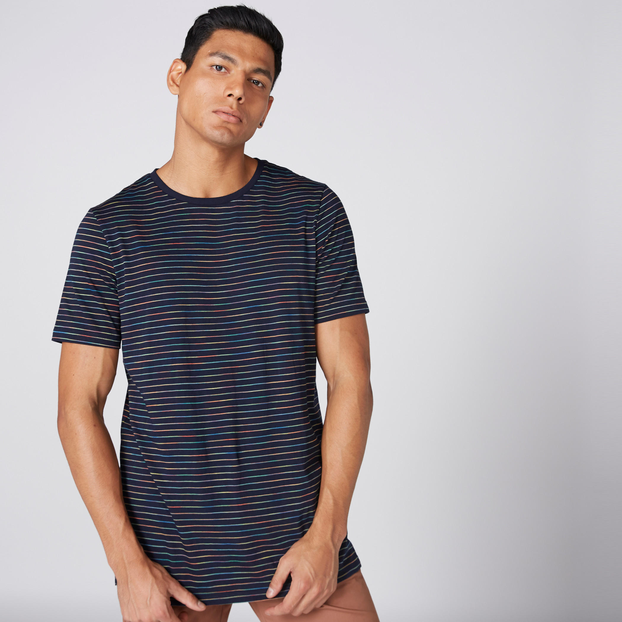 تيشيرت مقلم بياقة مستديرة وأكمام قصيرة-men-clothing-tshirtsandpolos-tshirts-image-3