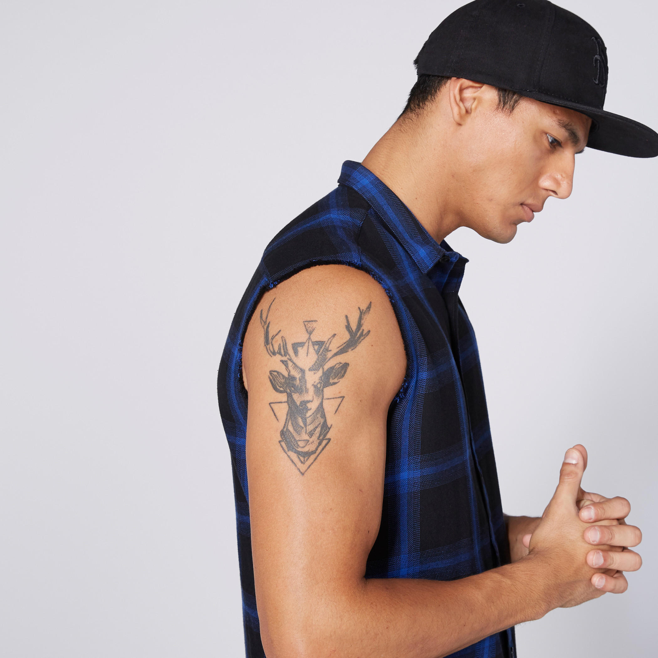 قميص كاروهات دون أكمام بأزرار-men-clothing-shirts-image-2