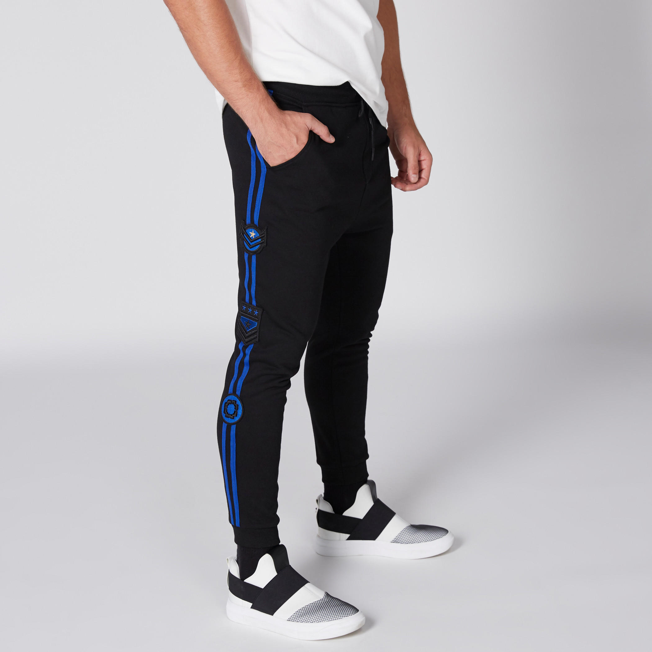 Full Length Jog Pants with Elasticised Waistband and Tape Detail-men-clothing-bottoms-joggers-image-2