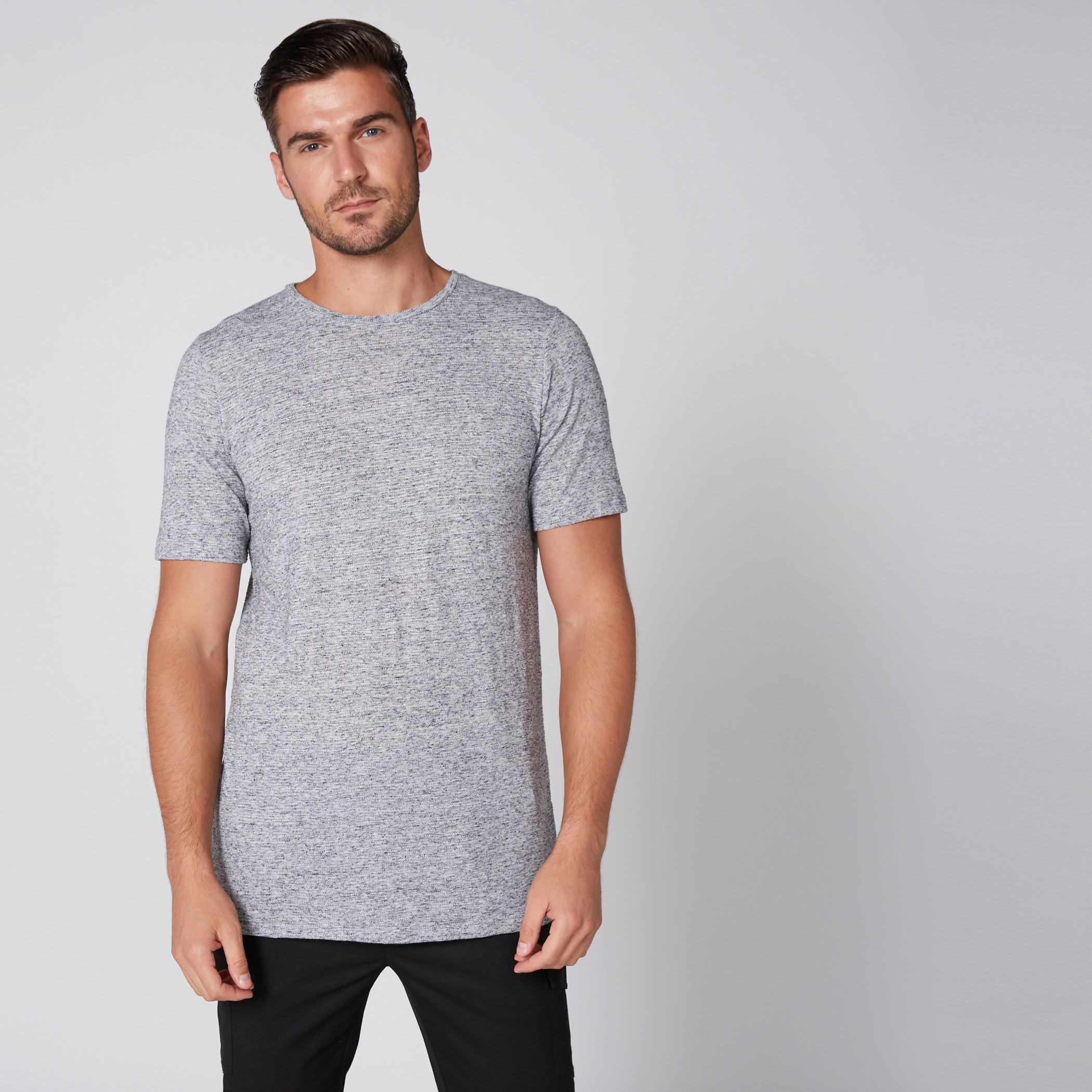 Round Neck Longline T-Shirt with Short Sleeves-men-clothing-tshirtsandpolos-tshirts-image-1