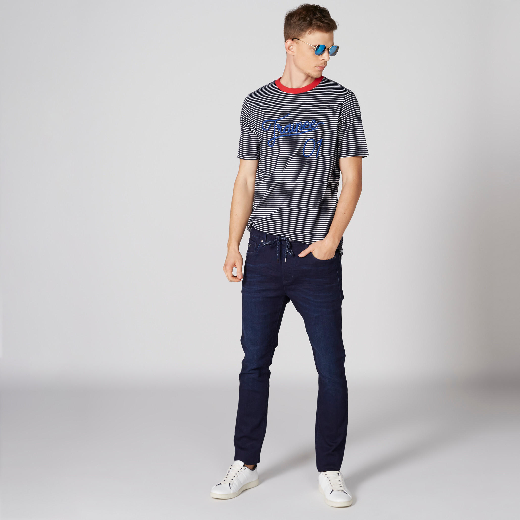 Striped T-Shirt with Short Sleeves and Embroidery-men-clothing-tshirtsandpolos-tshirts-image-3