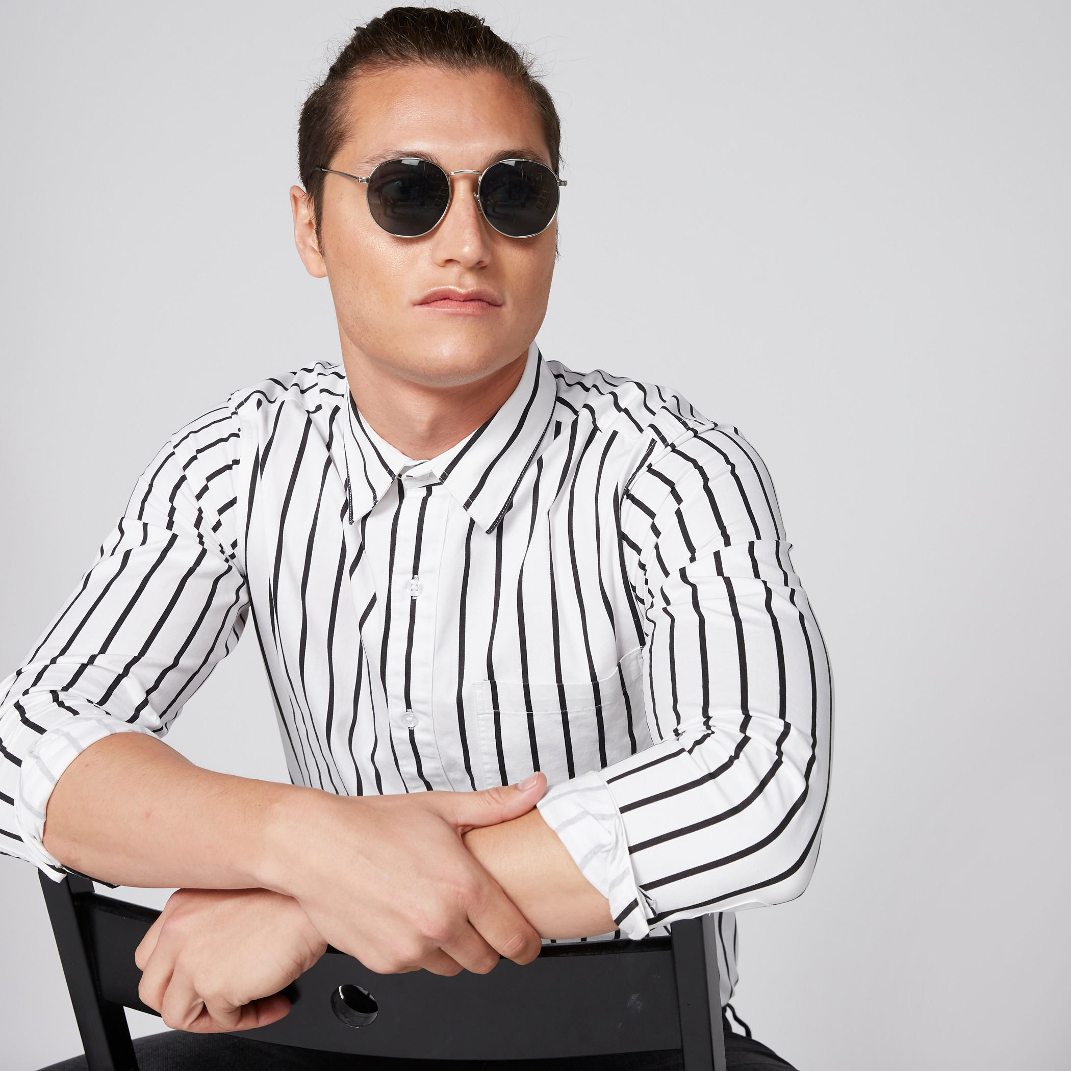 Striped Shirt with Long Sleeves and Complete Placket-men-clothing-shirts-image-2