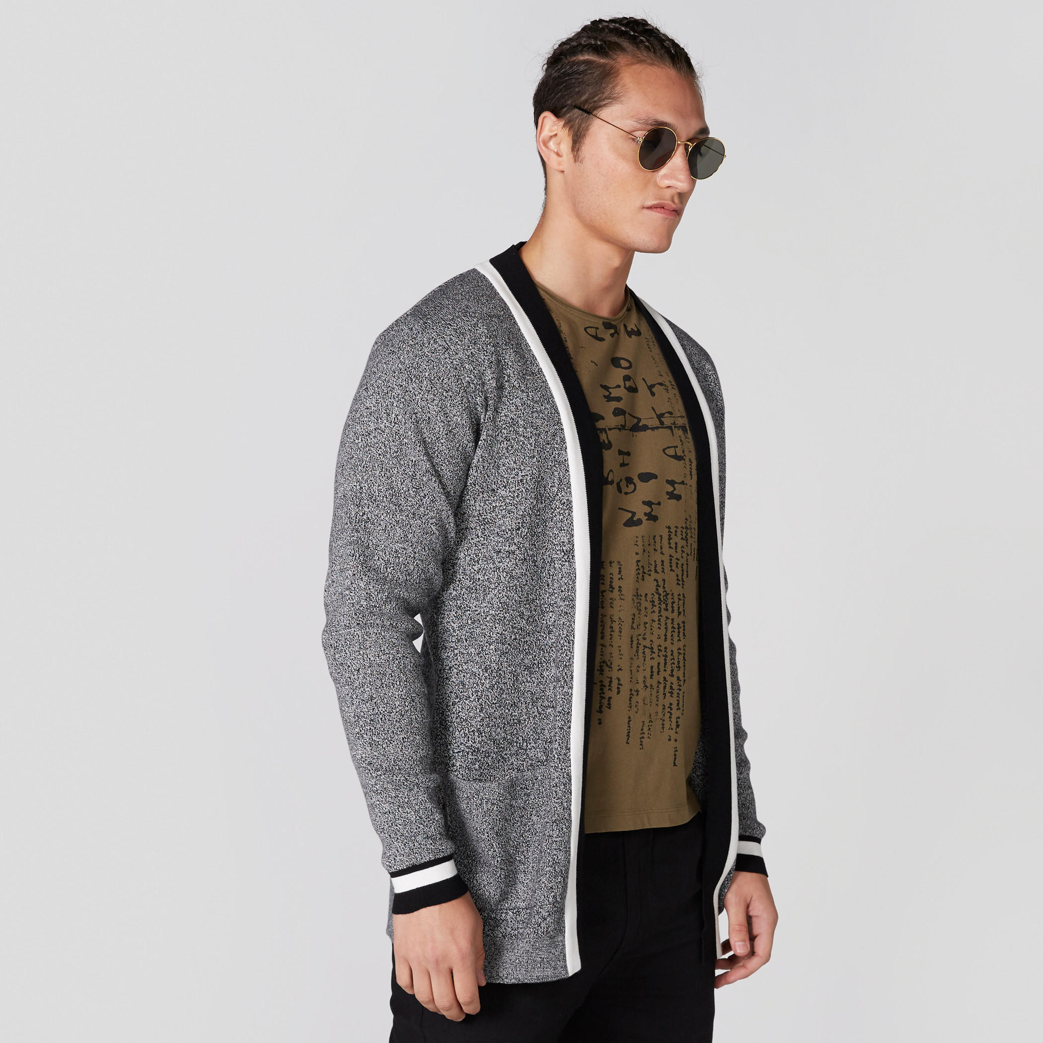 Pocket Detail Open Front Jacket with Long Sleeves-men-clothing-sweatersandpullovers-image-1