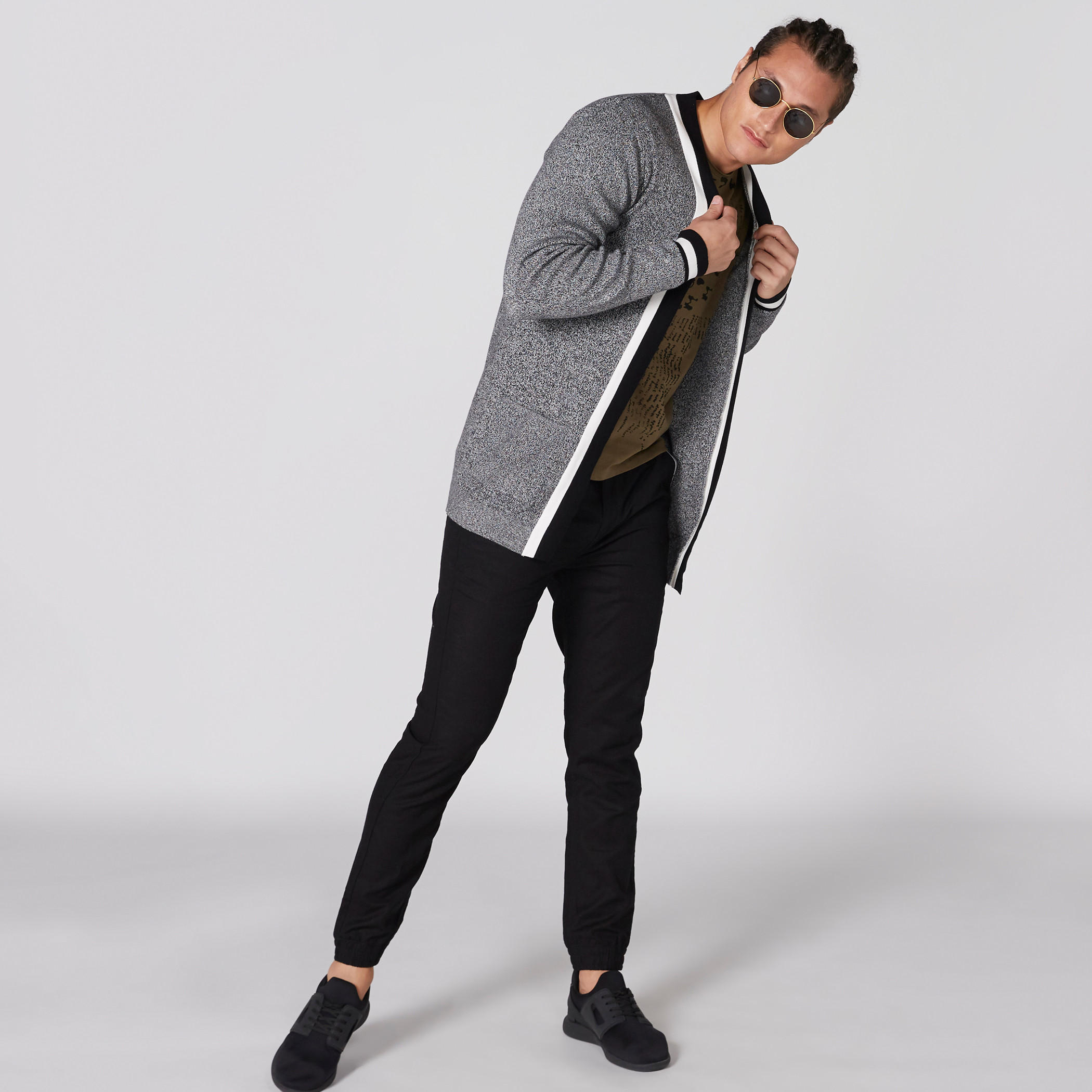 Pocket Detail Open Front Jacket with Long Sleeves-men-clothing-sweatersandpullovers-image-3