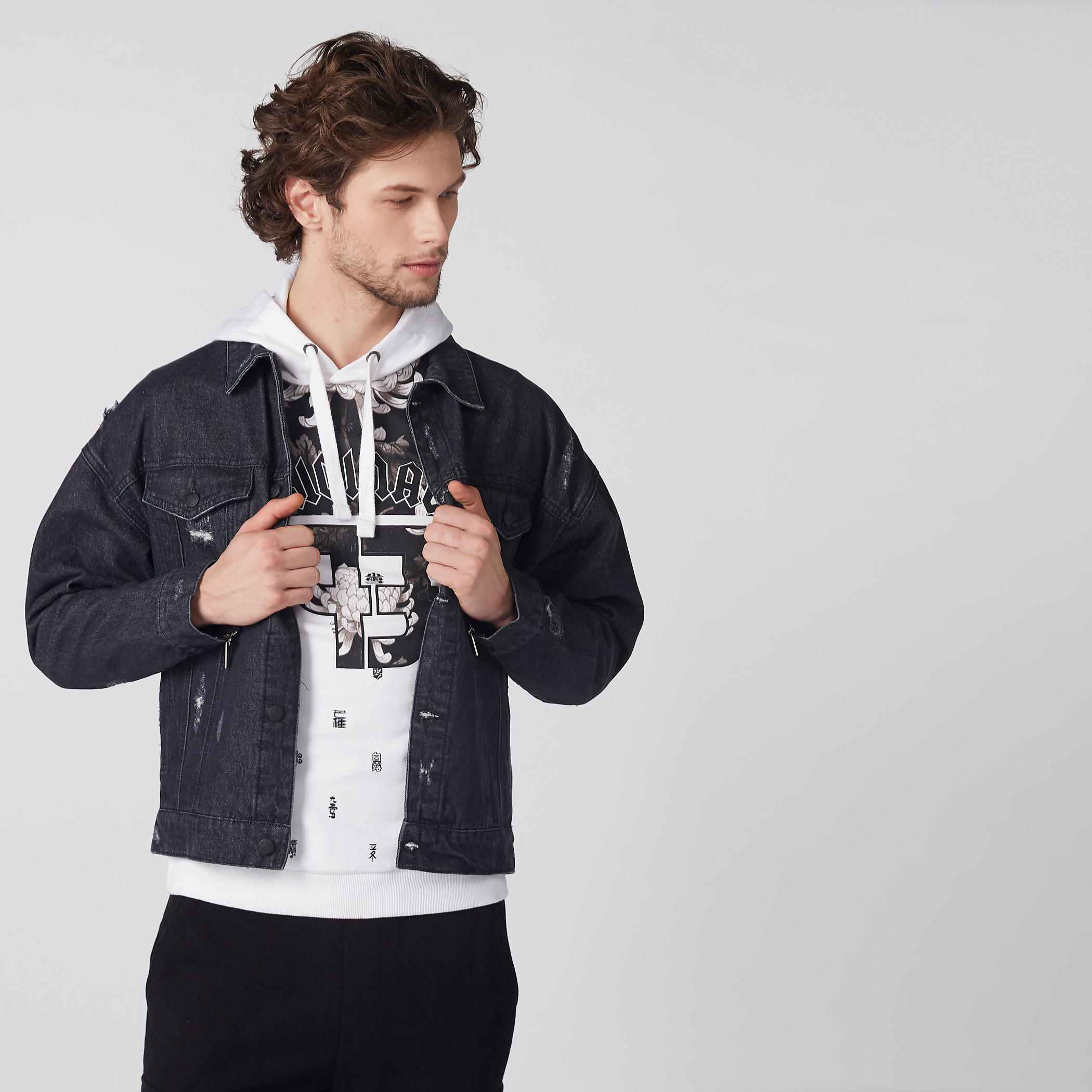 Distressed Jacket with Long Sleeves and Button Closure-men-clothing-jacketsandblazers-jackets-image-1