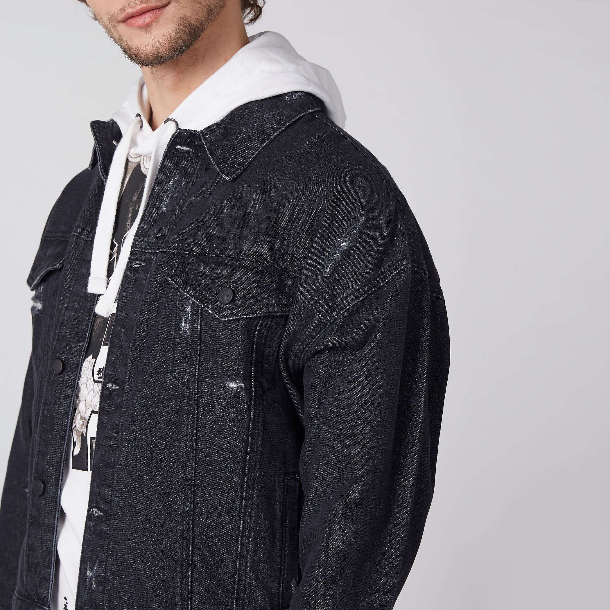 Distressed Jacket with Long Sleeves and Button Closure-men-clothing-jacketsandblazers-jackets-image-2
