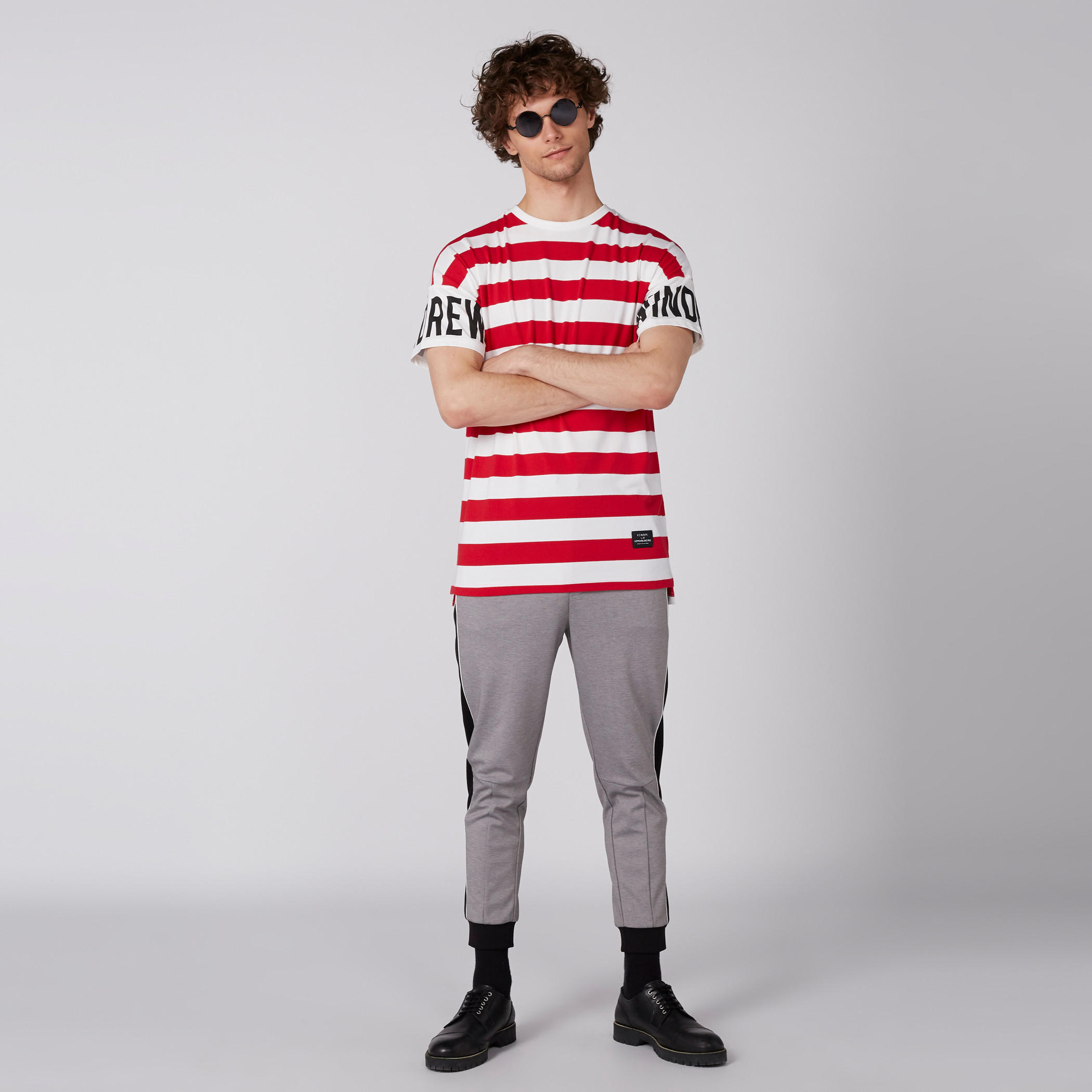 Striped T-Shirt with Crew Neck and Short Sleeves-men-clothing-tshirtsandpolos-tshirts-image-1