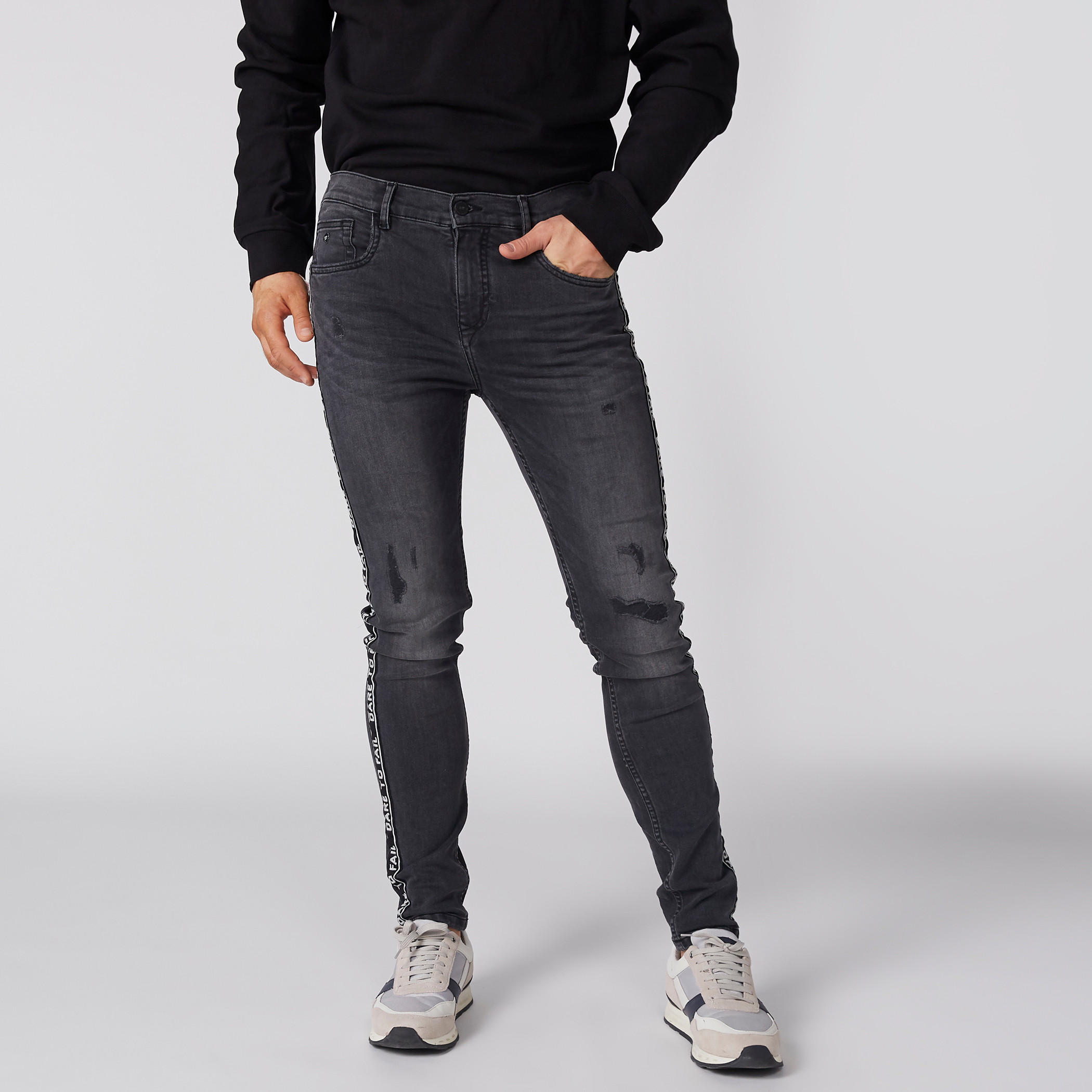 Full Length Distressed Jeans with Tape and Pocket Detail-men-clothing-bottoms-jeans-image-2
